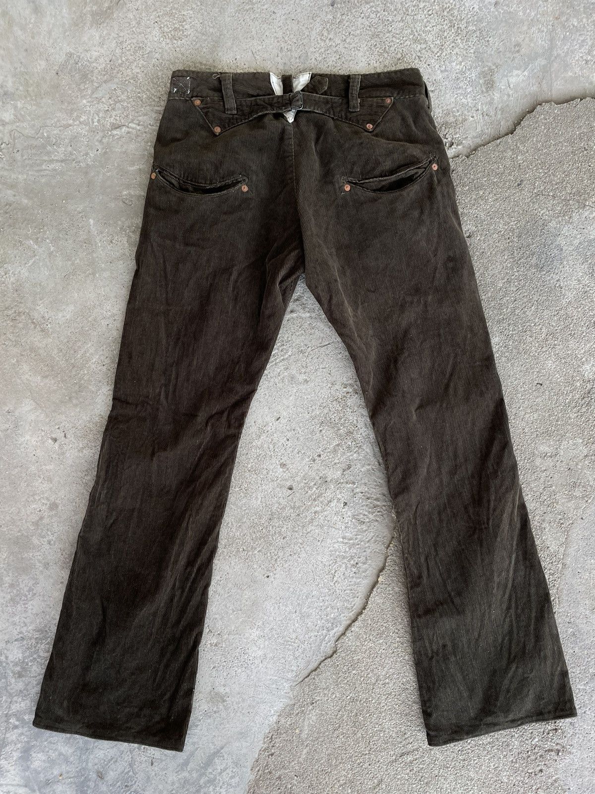 Japanese Brand Lazy Bones corduroy bootcut flare smile pocket pant Size US 31 - 2 Thumbnail
