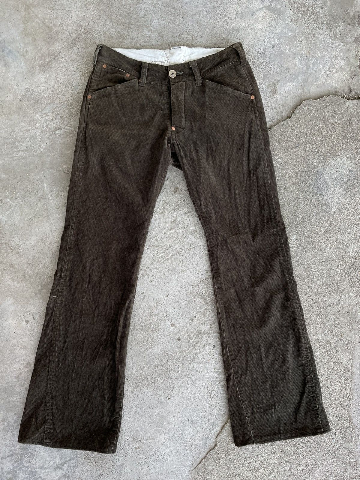 Lazy Bones corduroy bootcut flare smile pocket pant