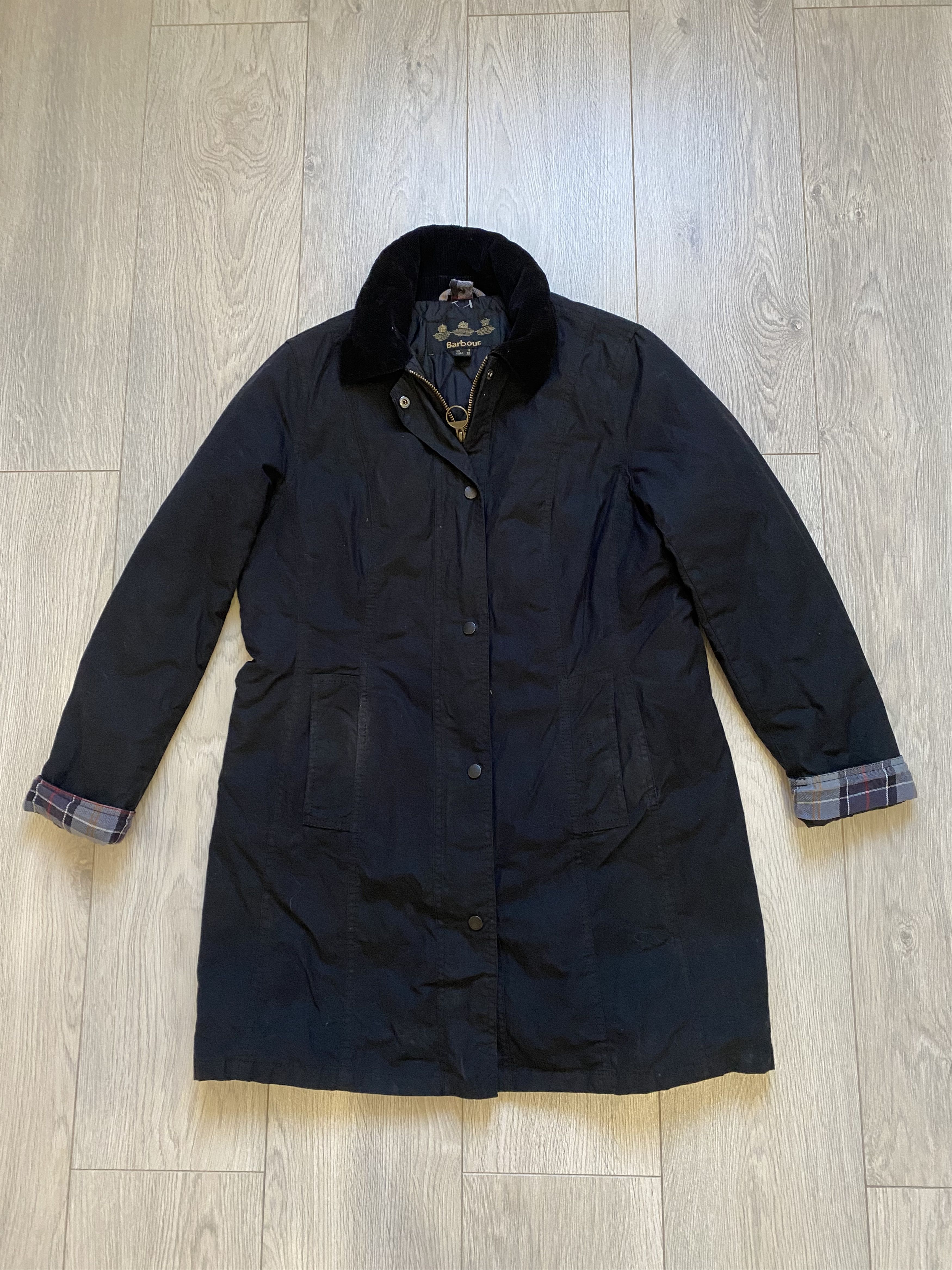image of Barbour Belsay Waxed Jacket Size Us 10 in Black, Women's