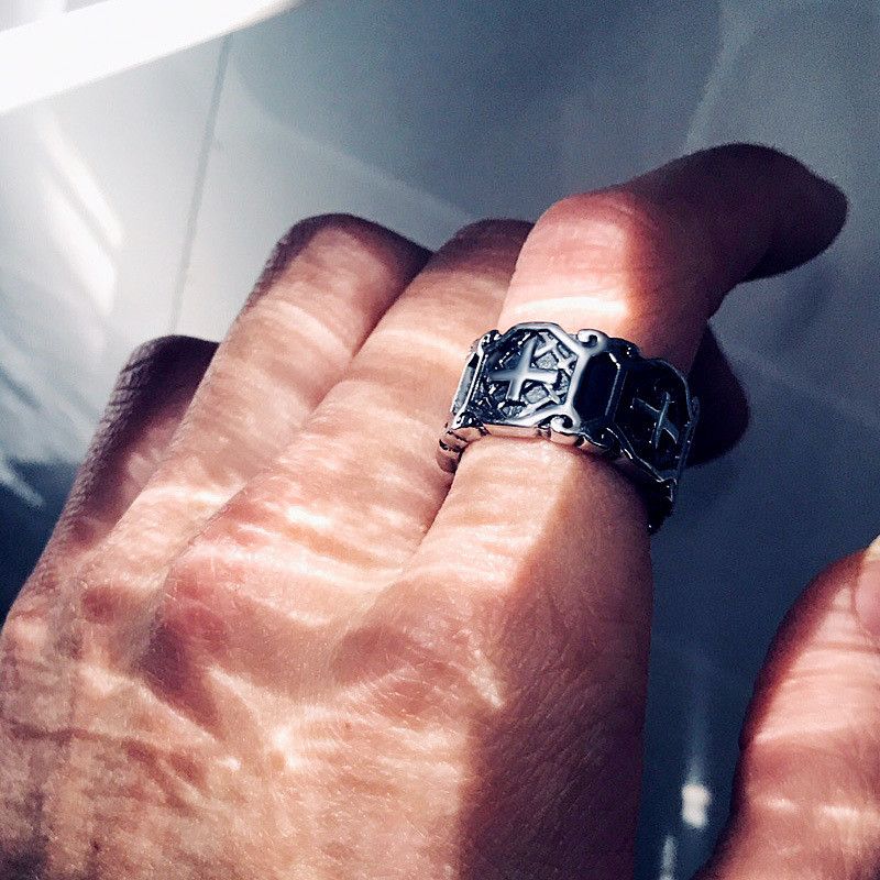 Jewelry Korean Gothic Cross Biker Ring Size ONE SIZE - 2 Thumbnail