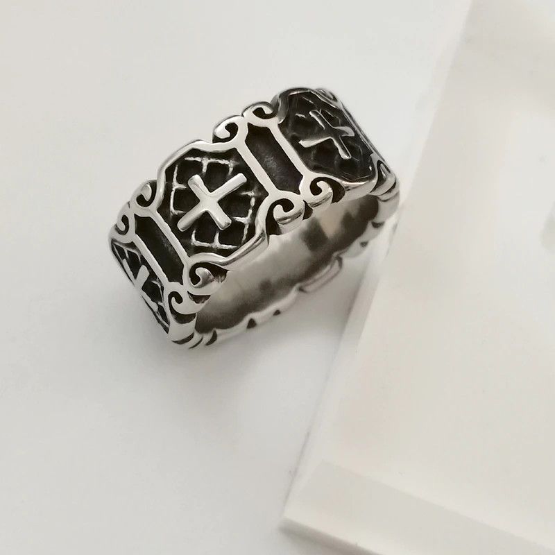 Jewelry Korean Gothic Cross Biker Ring Size ONE SIZE - 3 Thumbnail