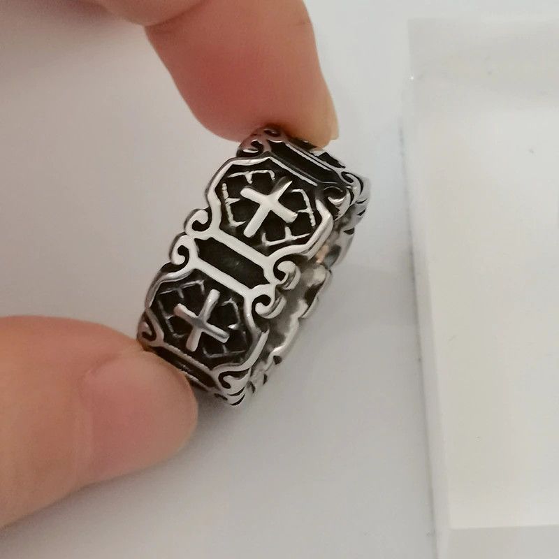 Jewelry Korean Gothic Cross Biker Ring Size ONE SIZE - 1 Thumbnail