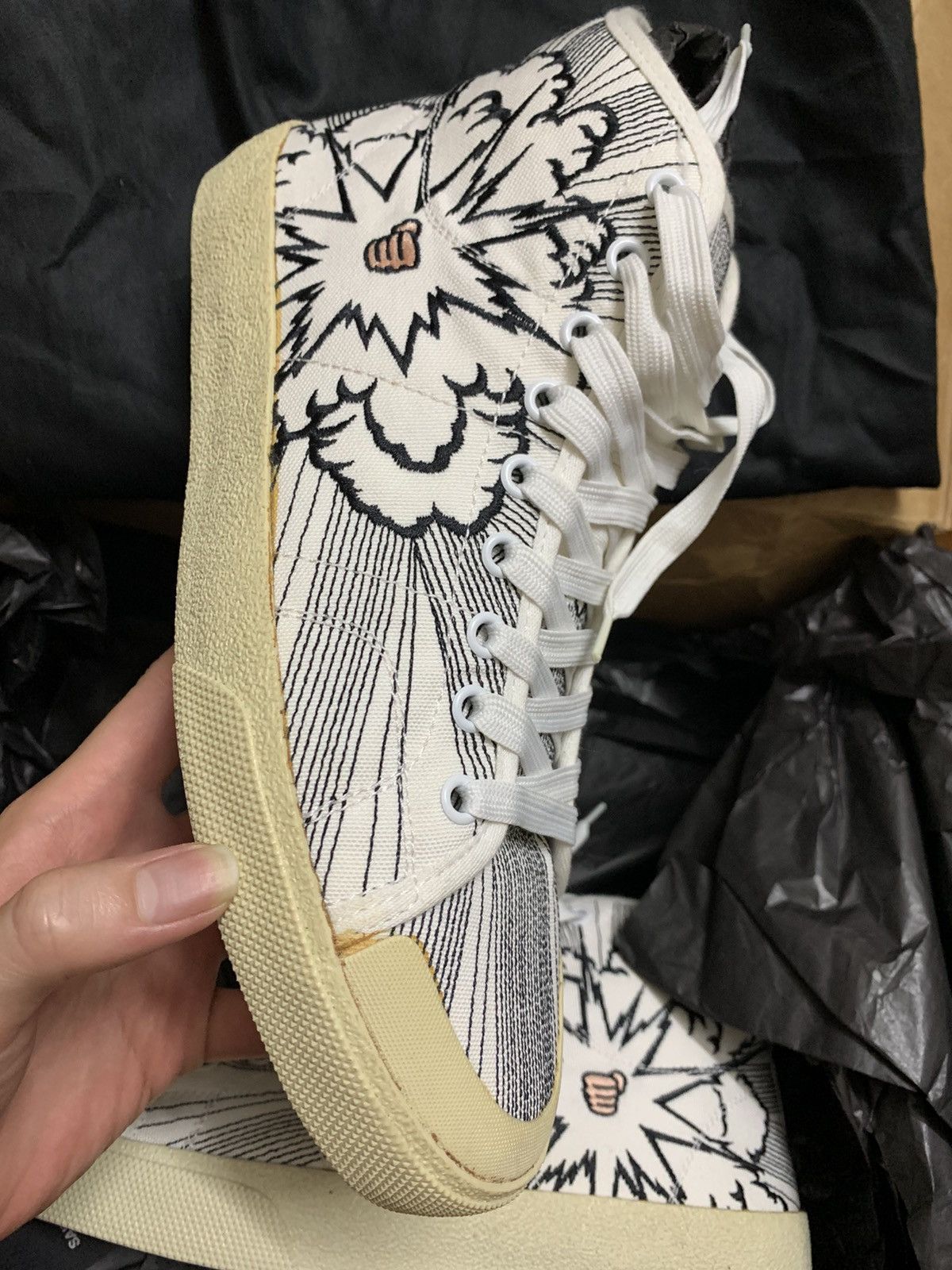 Saint Laurent Paris SL37 High Sneaker Canvas Offwhite BANG Size US 6.5 / EU 39-40 - 3 Thumbnail