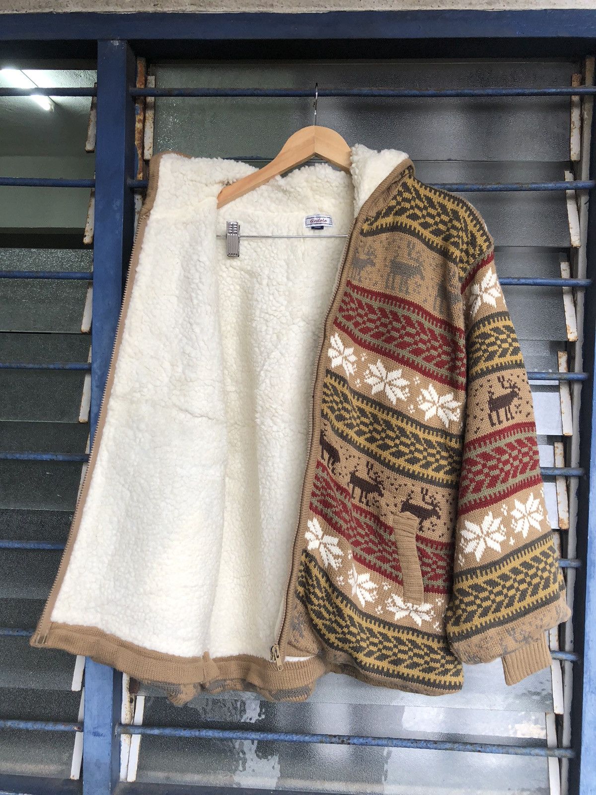 Vintage Vintage Andolo Coloured Knit Sherpa Sweater Hoodie Size US M / EU 48-50 / 2 - 12 Thumbnail