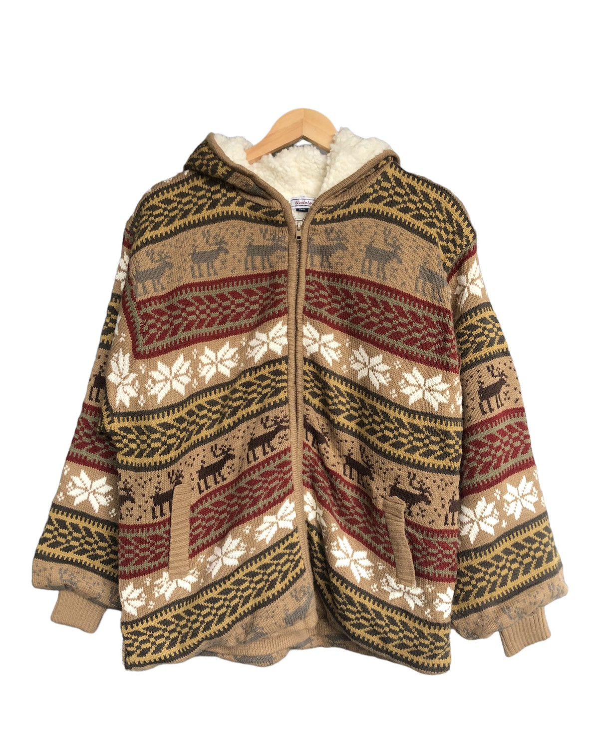 Vintage Vintage Andolo Coloured Knit Sherpa Sweater Hoodie Size US M / EU 48-50 / 2 - 1 Thumbnail