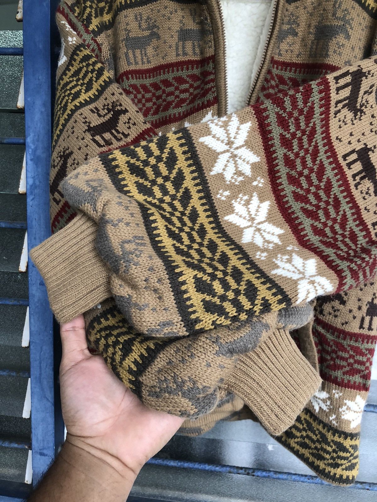 Vintage Vintage Andolo Coloured Knit Sherpa Sweater Hoodie Size US M / EU 48-50 / 2 - 7 Thumbnail