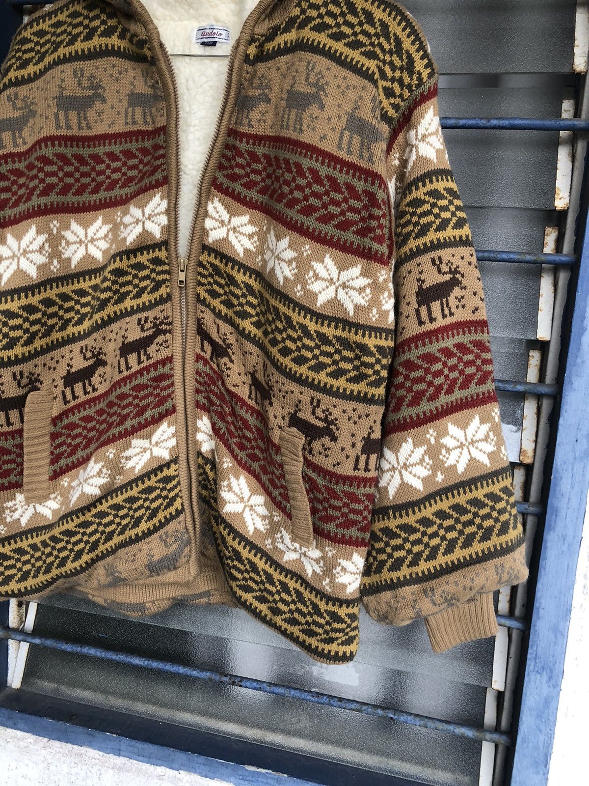 Vintage Vintage Andolo Coloured Knit Sherpa Sweater Hoodie Size US M / EU 48-50 / 2 - 6 Thumbnail