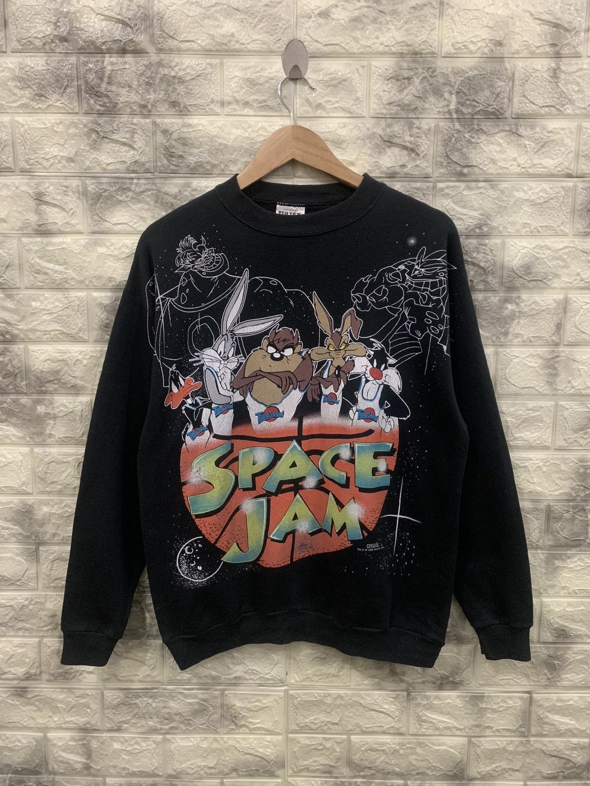 image of Movie x Vintage 1996 Space Jam Tune Squard Sweater in Black, Men's (Size Medium)