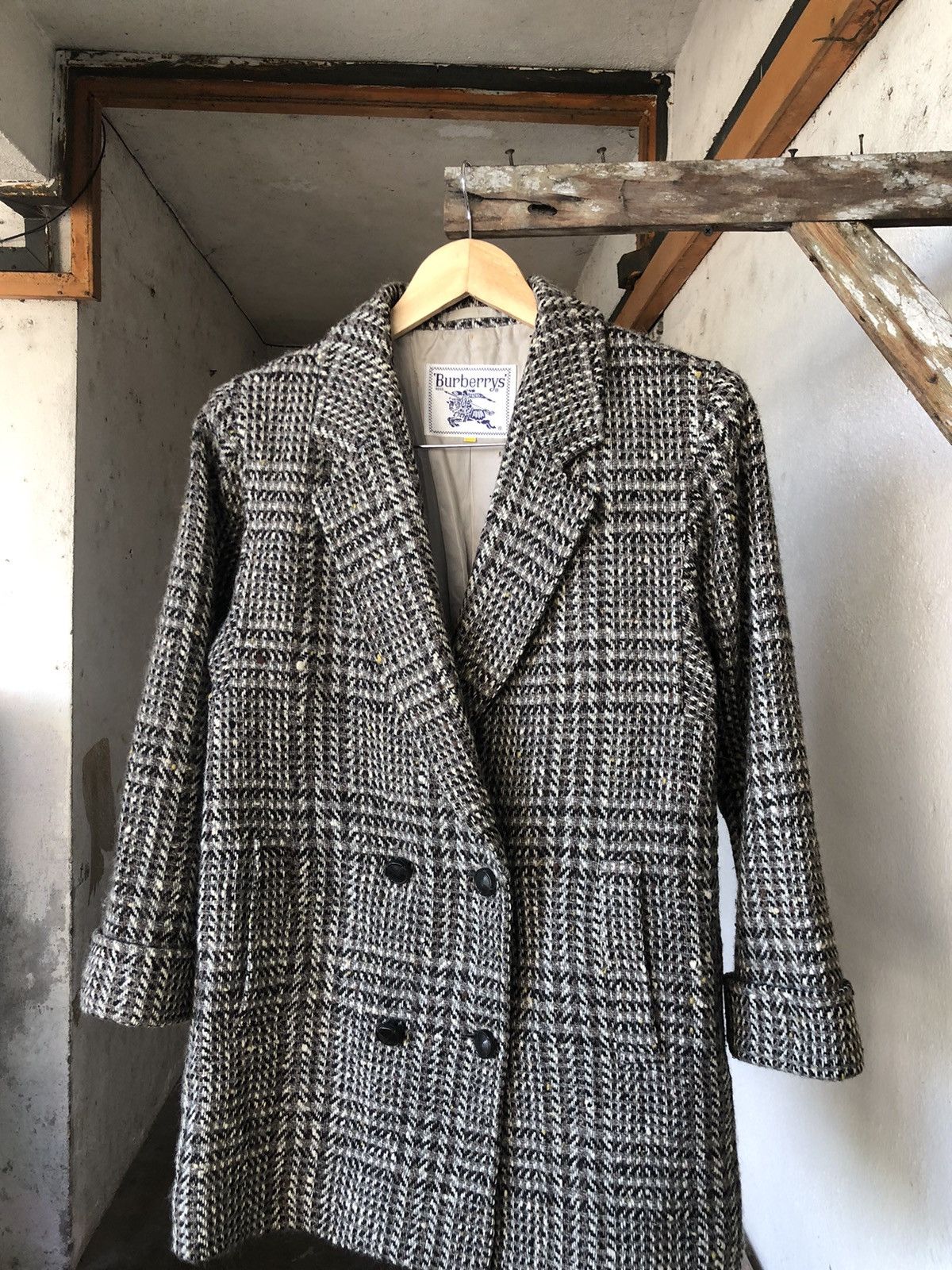 Burberry Vintage 90s Burberry Checked Tweed Wool Jacket Size L / US 10 / IT 46 - 10 Thumbnail
