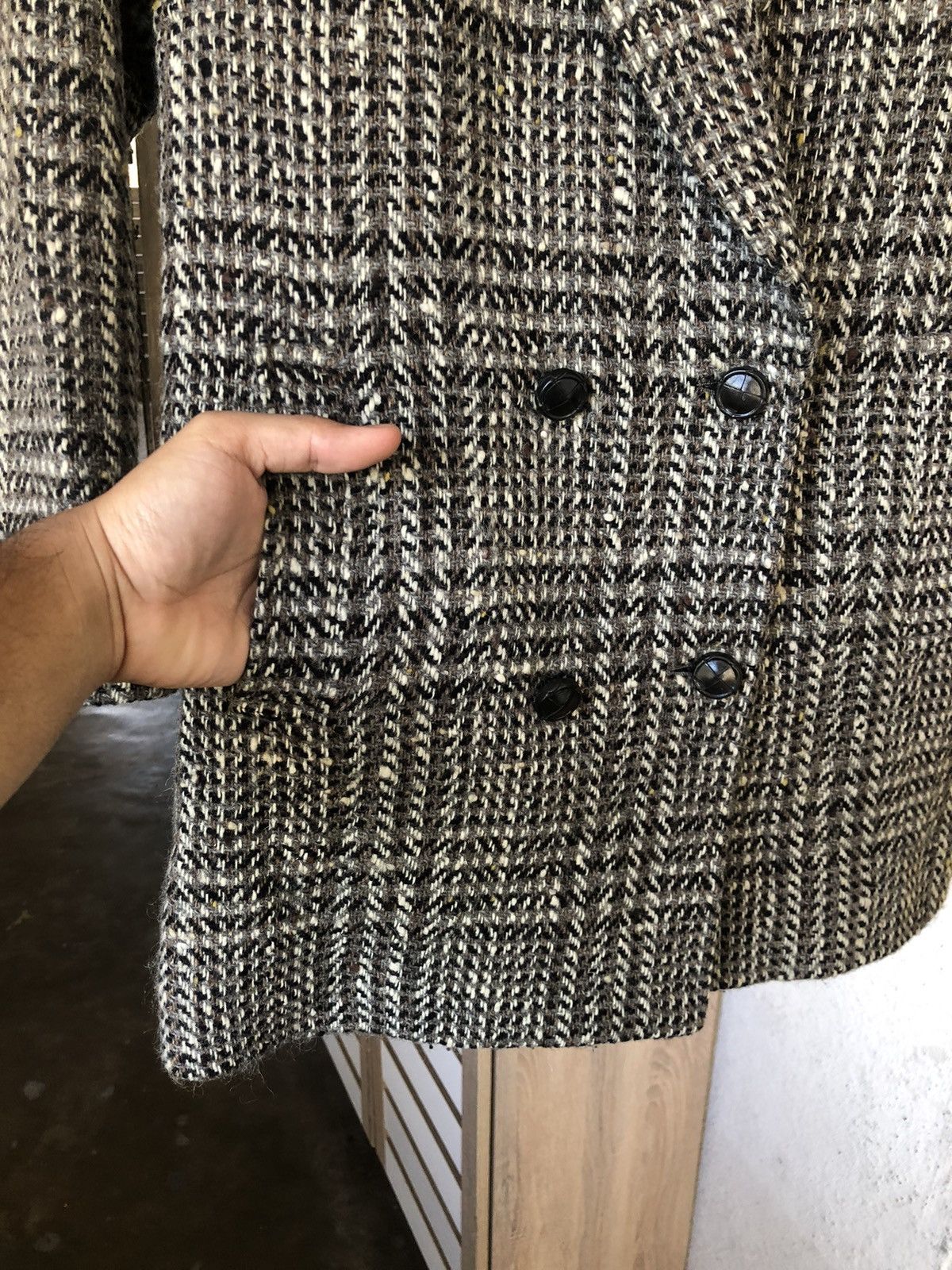 Burberry Vintage 90s Burberry Checked Tweed Wool Jacket Size L / US 10 / IT 46 - 15 Thumbnail
