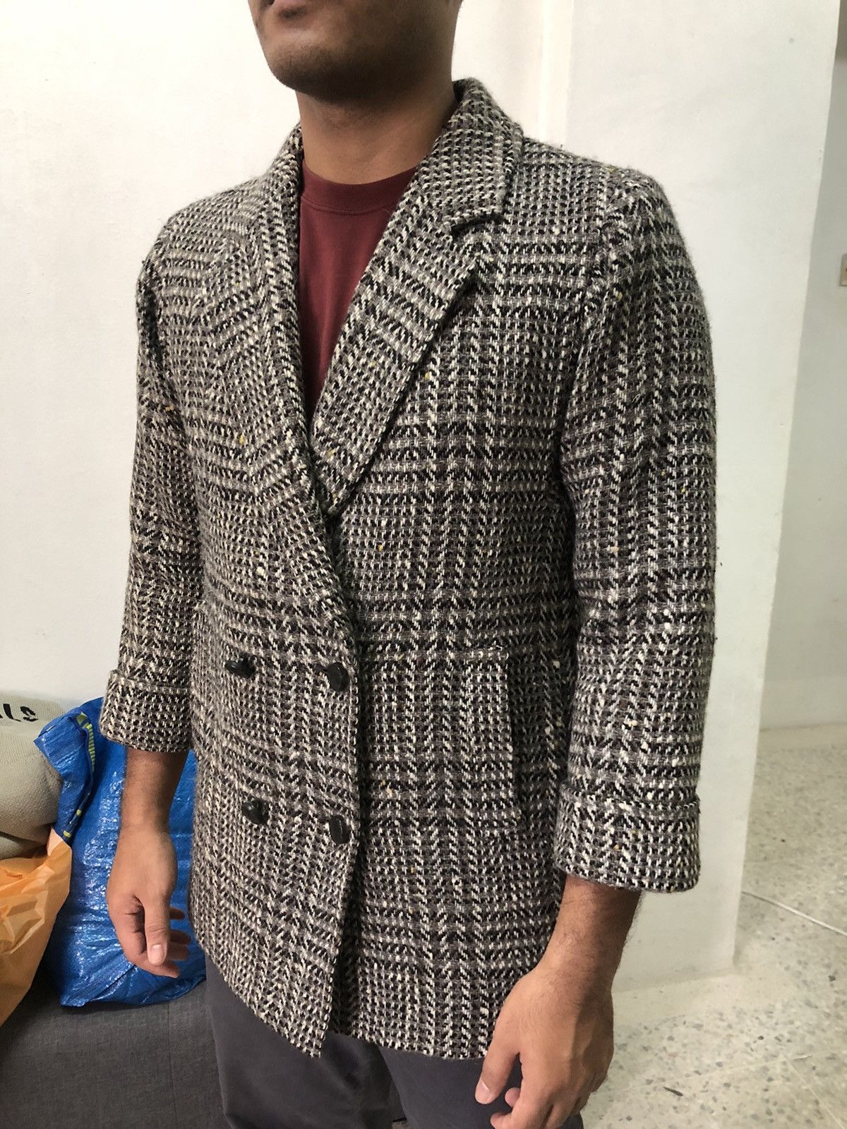 Burberry Vintage 90s Burberry Checked Tweed Wool Jacket Size L / US 10 / IT 46 - 6 Thumbnail