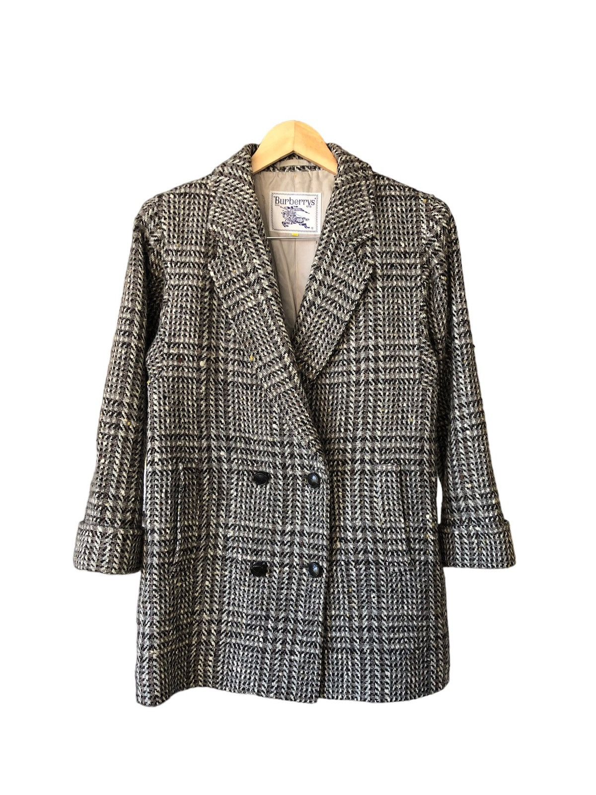 Burberry Vintage 90s Burberry Checked Tweed Wool Jacket Size L / US 10 / IT 46 - 4 Thumbnail
