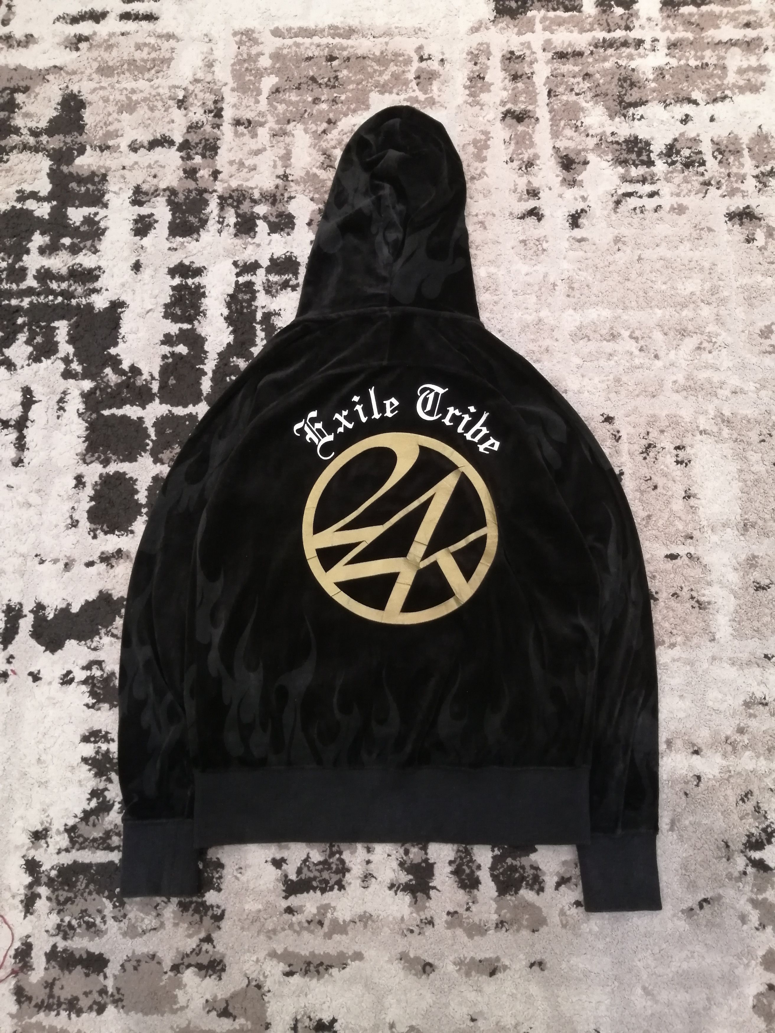 Japanese Brand Japanese 24 Karats Flame Velvet Hoodie Size US M / EU 48-50 / 2 - 12 Thumbnail