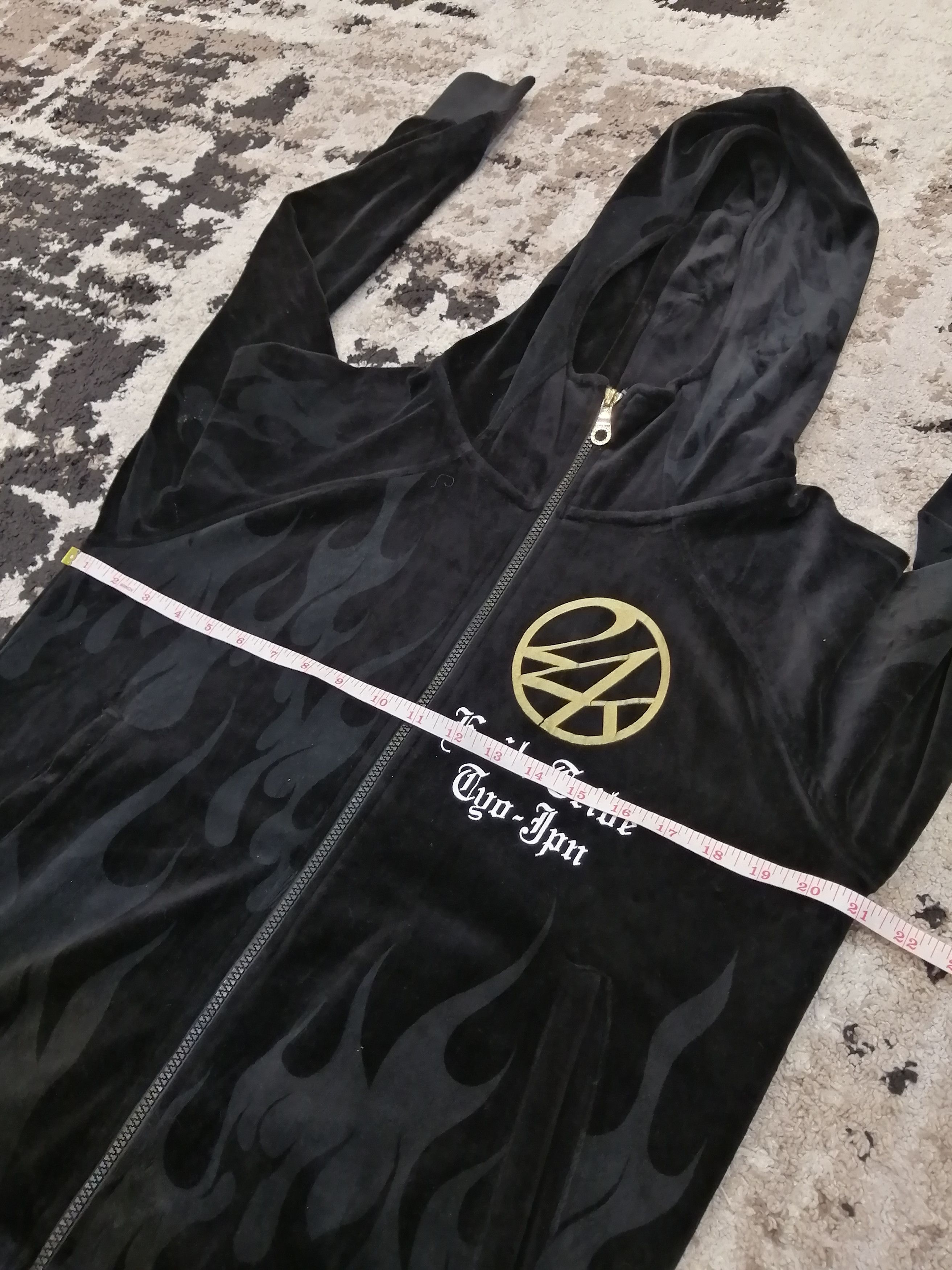 Japanese Brand Japanese 24 Karats Flame Velvet Hoodie Size US M / EU 48-50 / 2 - 16 Thumbnail