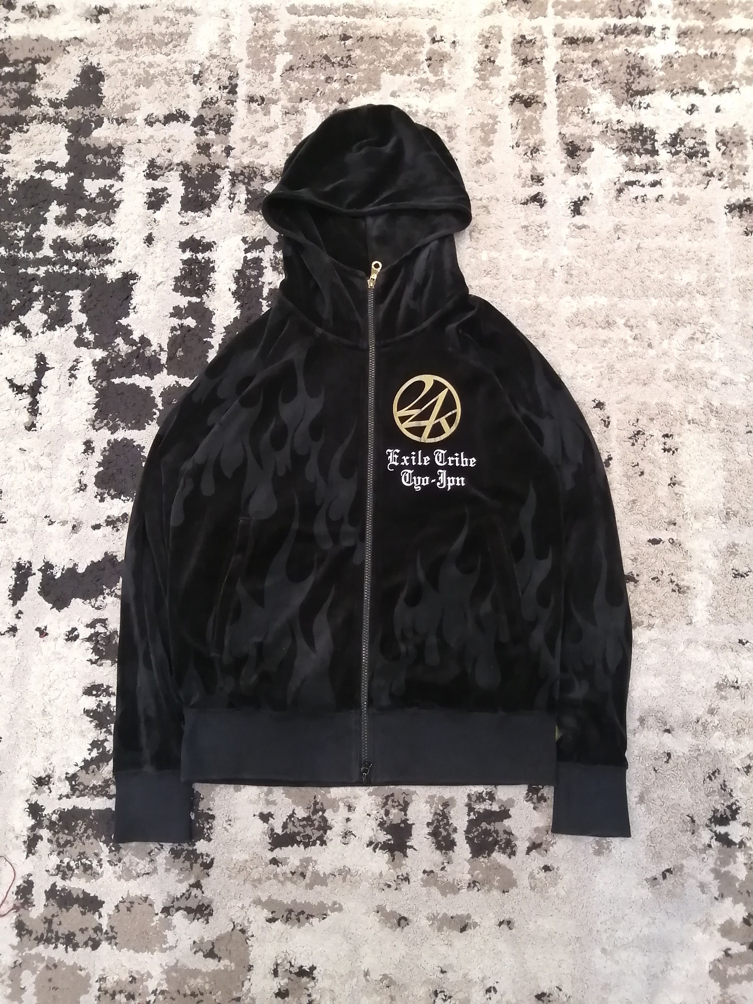 Japanese Brand Japanese 24 Karats Flame Velvet Hoodie Size US M / EU 48-50 / 2 - 11 Thumbnail