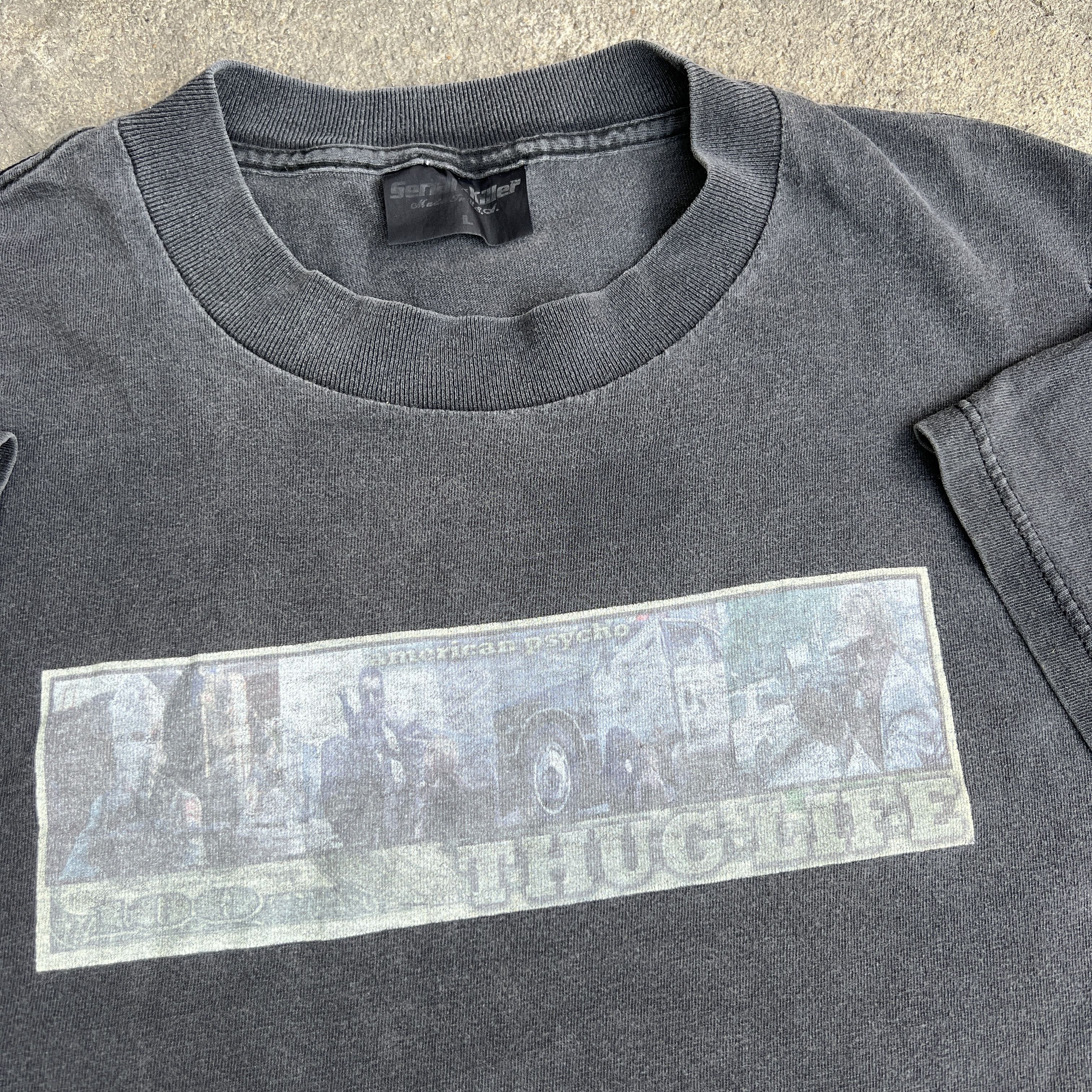 Vintage Vtg Serial killer American Psycho Thug Life Faded Thrashed Size US L / EU 52-54 / 3 - 1 Thumbnail