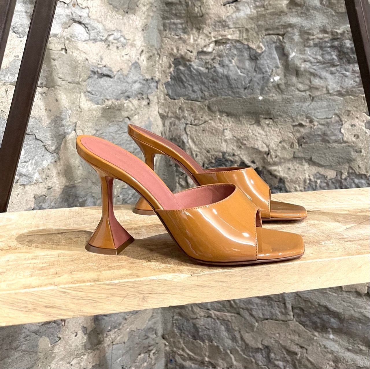 Amina Muaddi Amina Muaddi Caramel Patent Lupita Slipper Sandals Size US 8 / IT 38 - 1 Thumbnail
