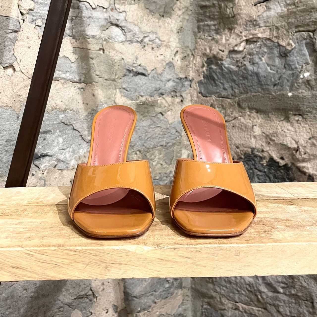 Amina Muaddi Amina Muaddi Caramel Patent Lupita Slipper Sandals Size US 8 / IT 38 - 3 Thumbnail