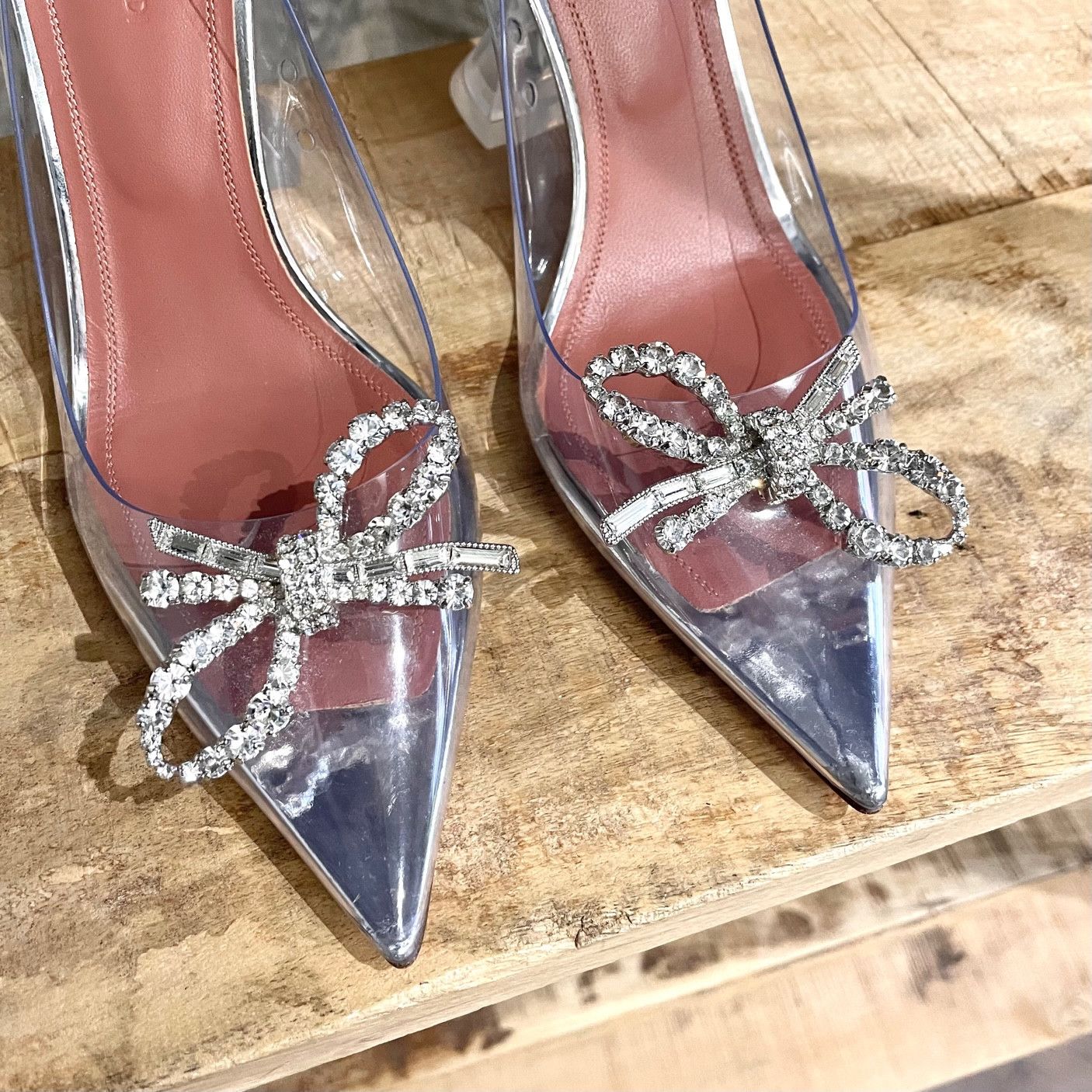 Amina Muaddi Amina Muaddi Rosie Glass Pointy Pump with Bow Accent Size US 8 / IT 38 - 3 Thumbnail