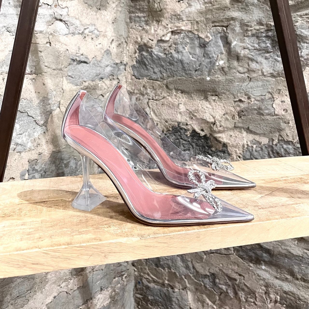 Amina Muaddi Amina Muaddi Rosie Glass Pointy Pump with Bow Accent Size US 8 / IT 38 - 1 Thumbnail