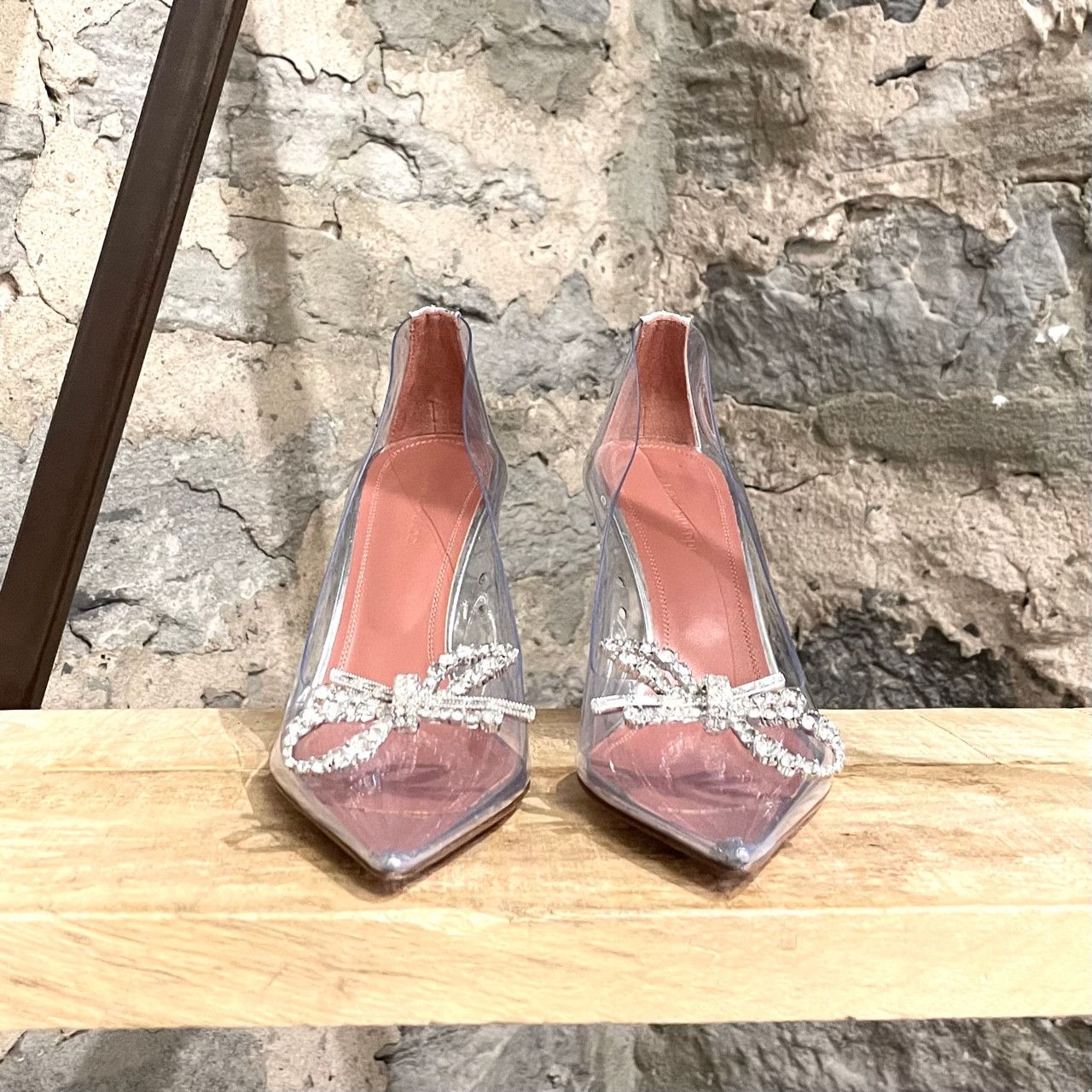 Amina Muaddi Amina Muaddi Rosie Glass Pointy Pump with Bow Accent Size US 8 / IT 38 - 4 Thumbnail