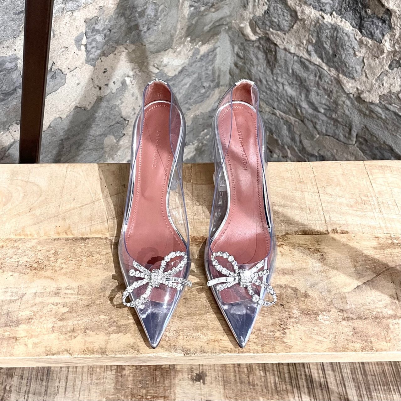 Amina Muaddi Amina Muaddi Rosie Glass Pointy Pump with Bow Accent Size US 8 / IT 38 - 2 Thumbnail