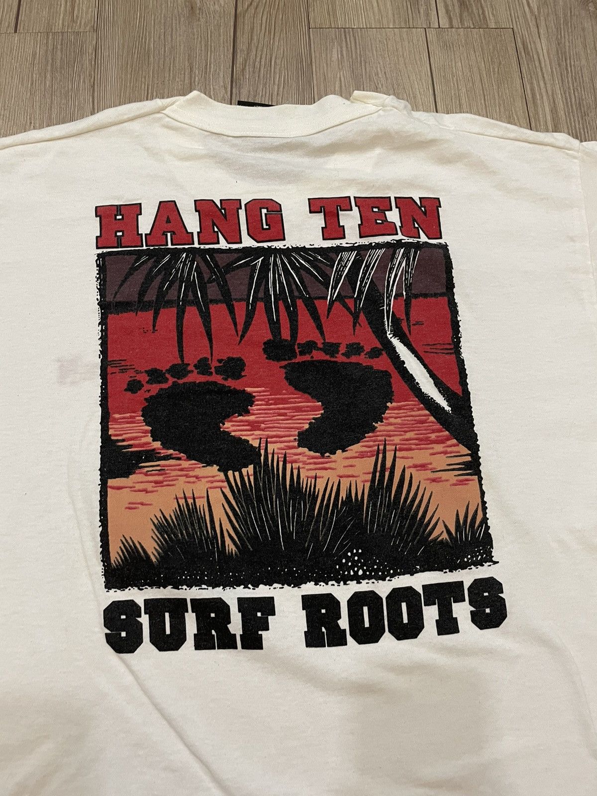 Fruit Of The Loom Vintage 80s/90s Hang Ten Surf Roots Single Stitch T Shirt Size US L / EU 52-54 / 3 - 1 Thumbnail