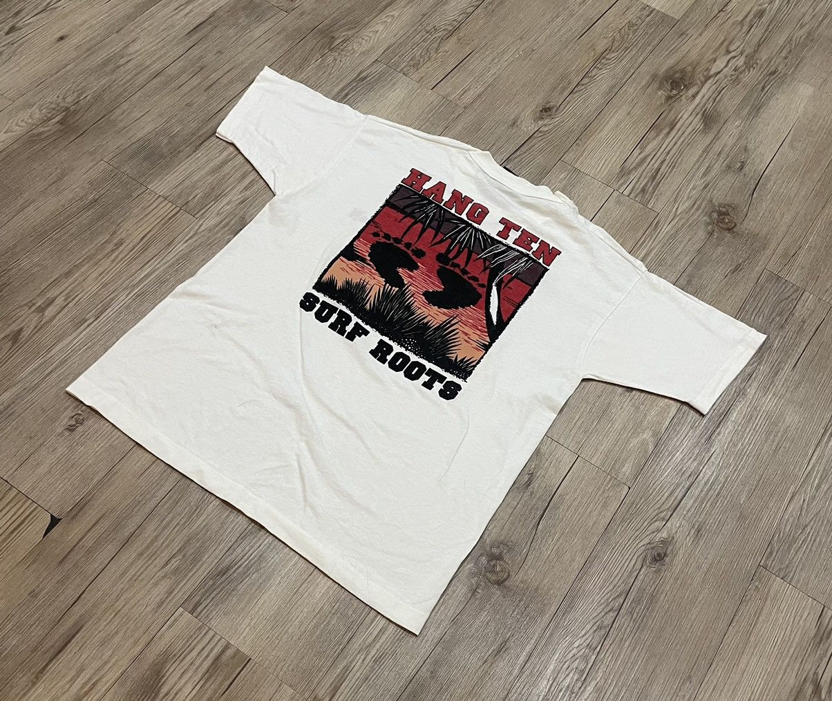 Fruit Of The Loom Vintage 80s/90s Hang Ten Surf Roots Single Stitch T Shirt Size US L / EU 52-54 / 3 - 2 Thumbnail