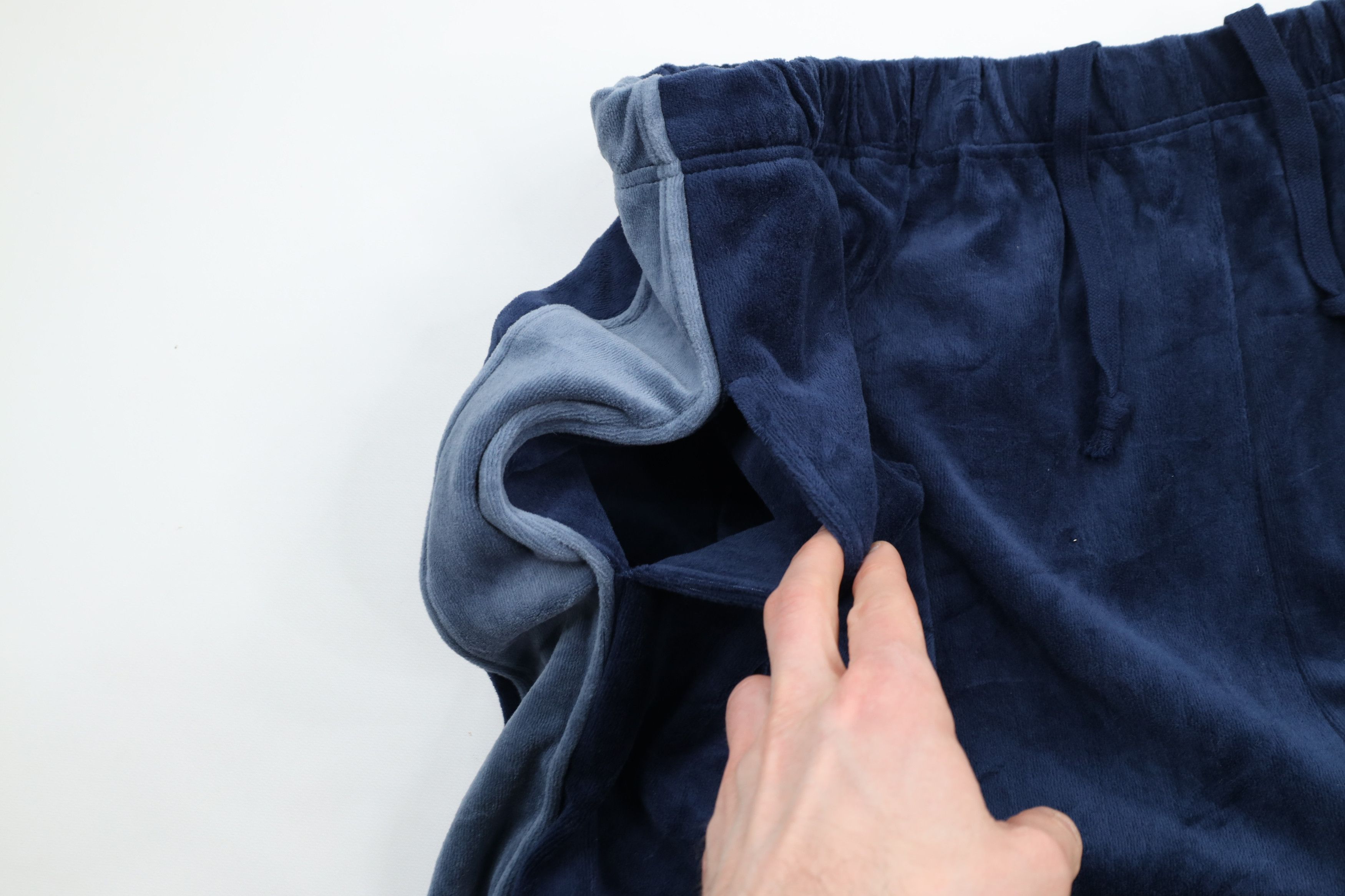 Vintage Vintage Streetwear Wide Leg Velour Sweatpants Navy Blue Size US 44 / EU 60 - 5 Thumbnail