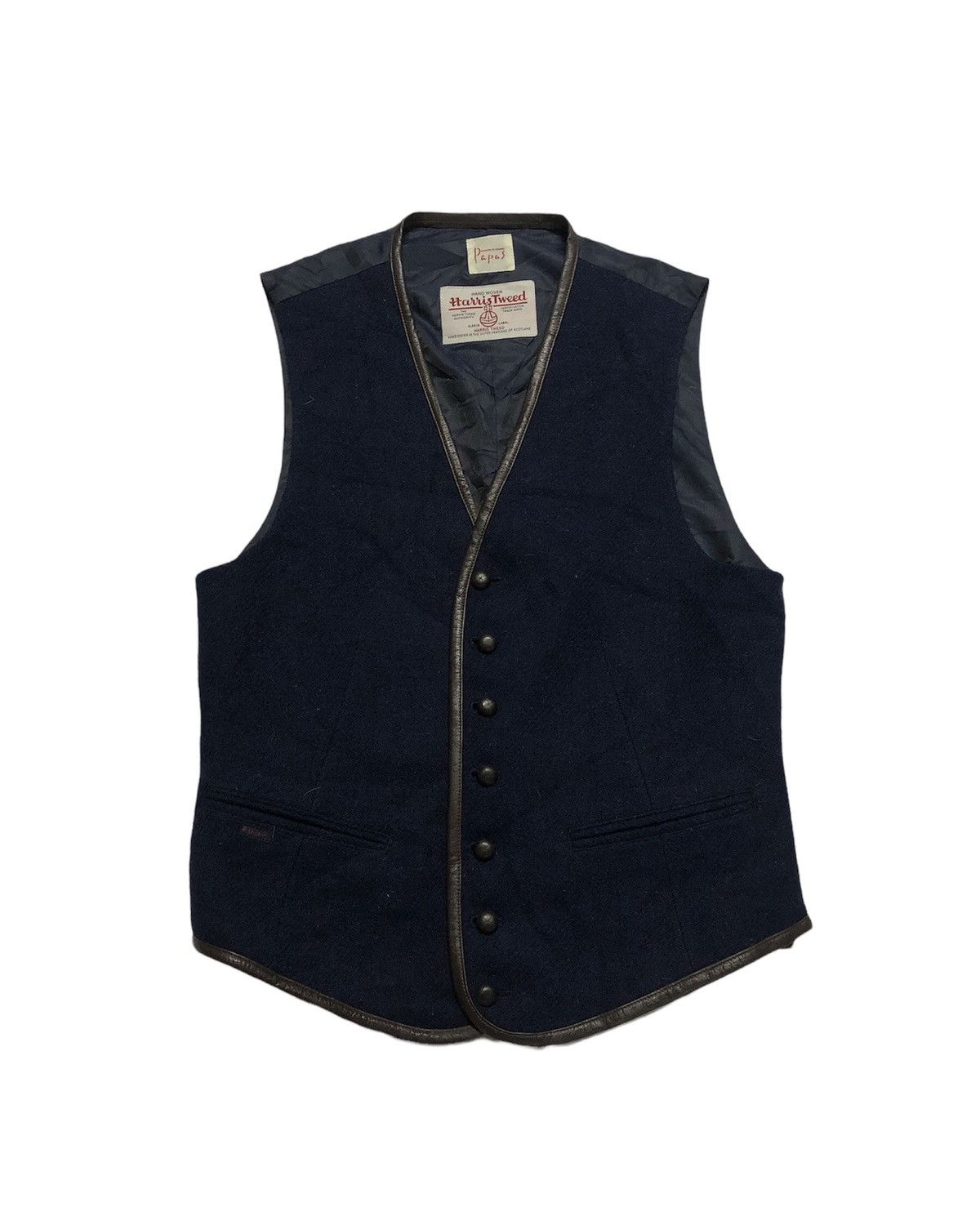 image of Harris Tweed Haris Tweed Papas Vest Jacket in Navy, Men's (Size Medium)