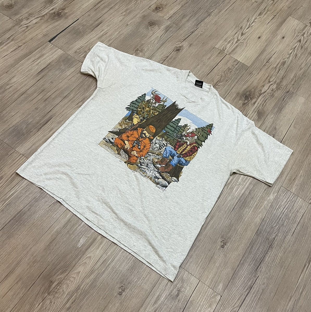 Vintage Vintage 90s Hunting T shirt Art Design T shirt Size US XXL / EU 58 / 5 - 2 Thumbnail