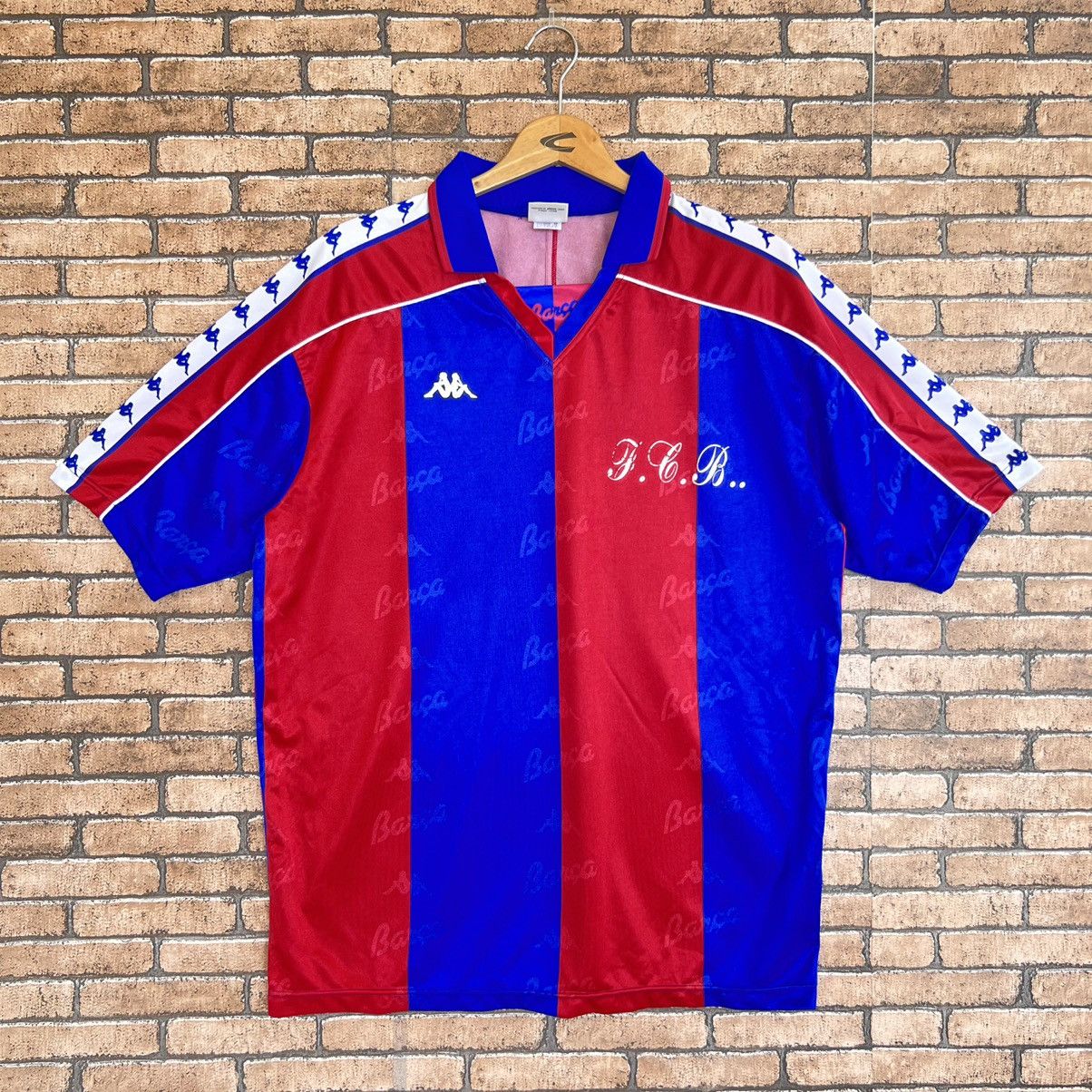 image of Bloke x F C Barcelona Vintage 92-95 Barcelona Fc Home Kit Kappa Sponsor in Blue/Red, Men's (Size XL