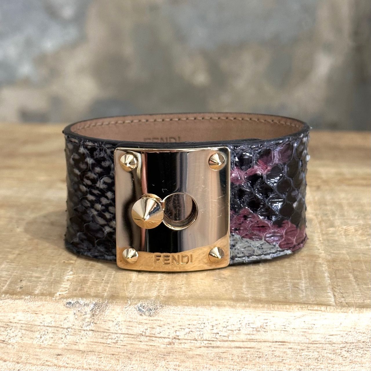 Fendi Fendi Black Snakeskin Leather Goldmine Wrap Bracelet Size ONE SIZE - 2 Thumbnail
