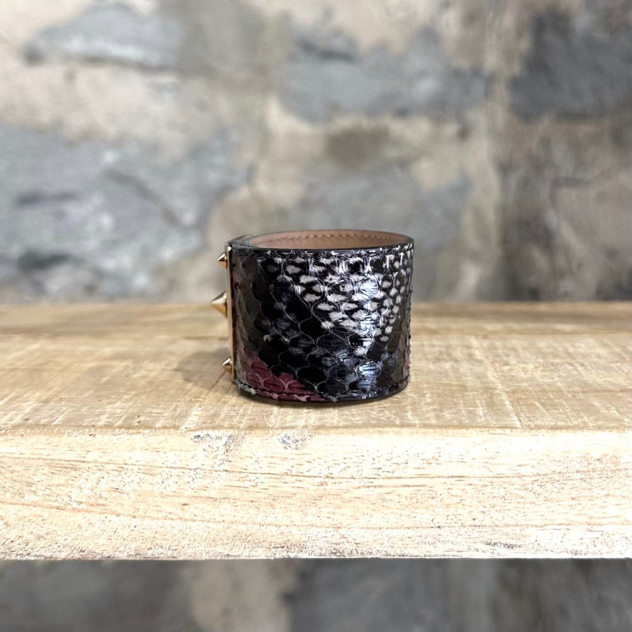 Fendi Fendi Black Snakeskin Leather Goldmine Wrap Bracelet Size ONE SIZE - 3 Thumbnail