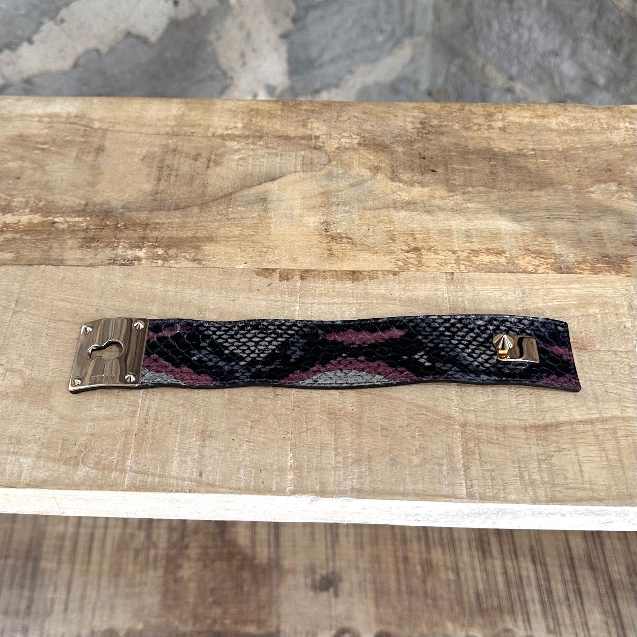 Fendi Fendi Black Snakeskin Leather Goldmine Wrap Bracelet Size ONE SIZE - 6 Thumbnail