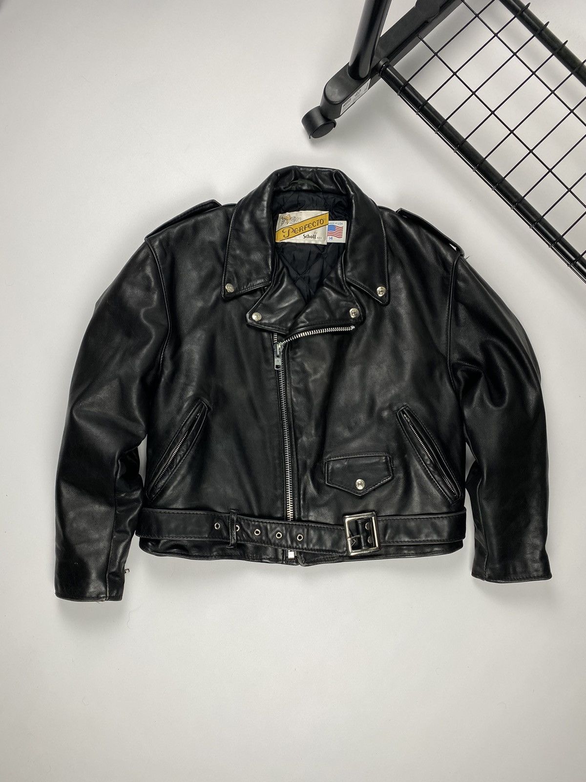Manteau En Cuir Vintage Schott USA Marron Taille 42 - Occasion Très Bon état, Patiné