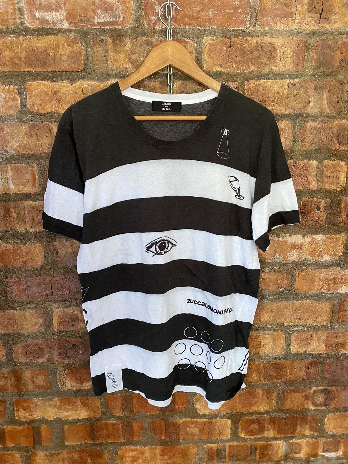 CABANE de ZUCCa Vtg ZUCCA eye x lemon life border stripe Size US M / EU 48-50 / 2 - 3 Thumbnail