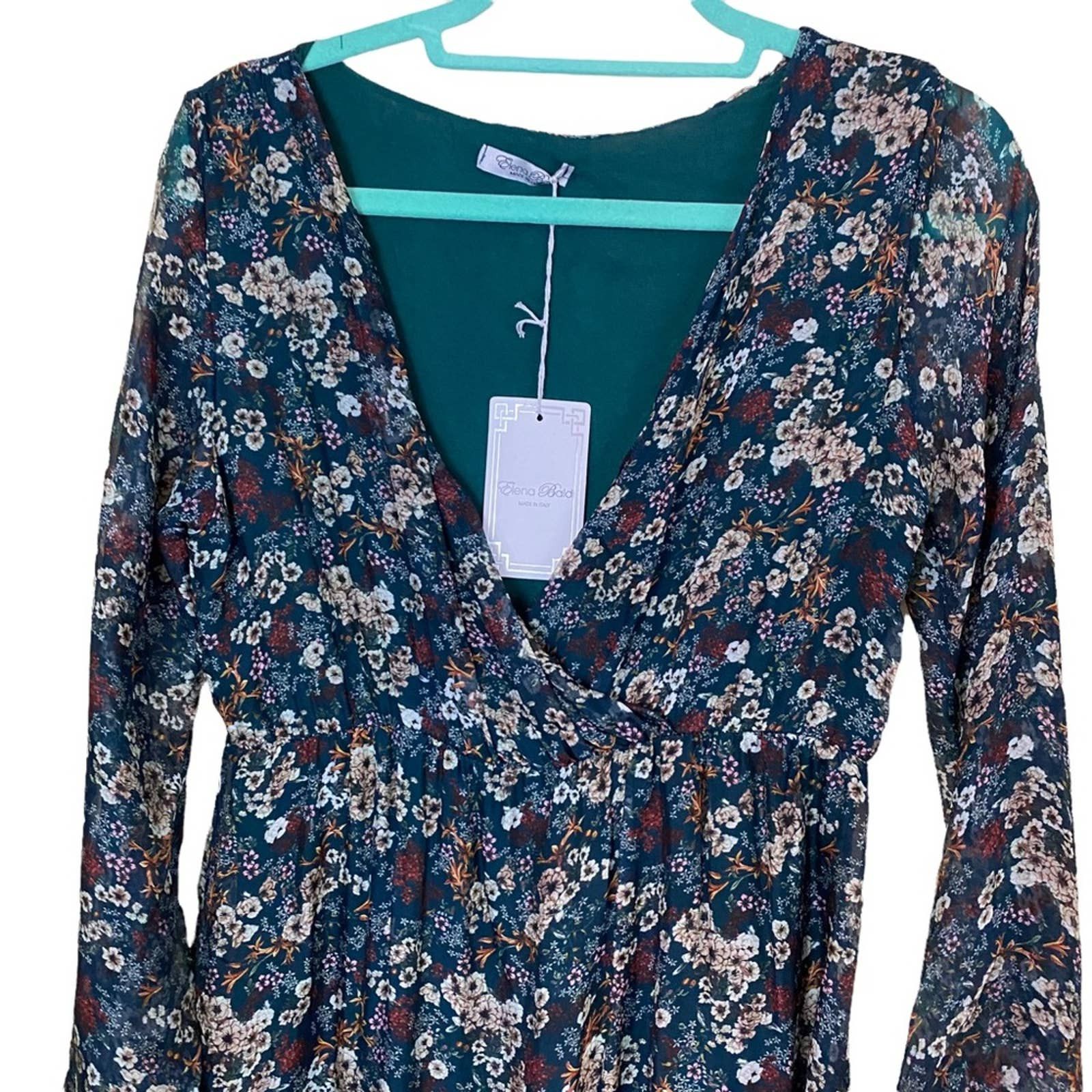Elena Baldi Silk Floral Hi-Lo Dress Size Small