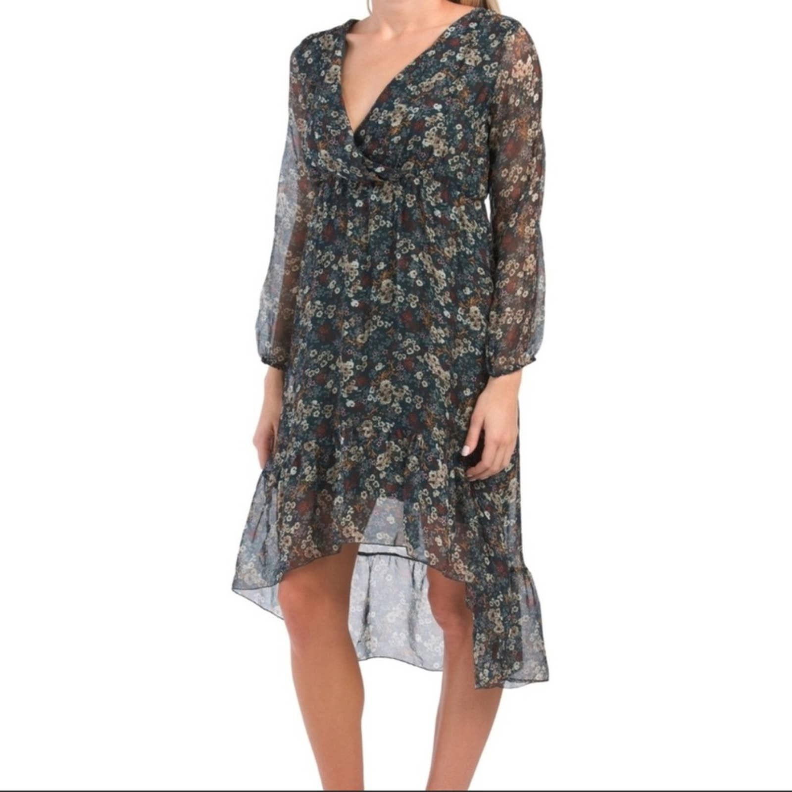 Elena Baldi Silk Floral Hi-Lo Dress Size Small