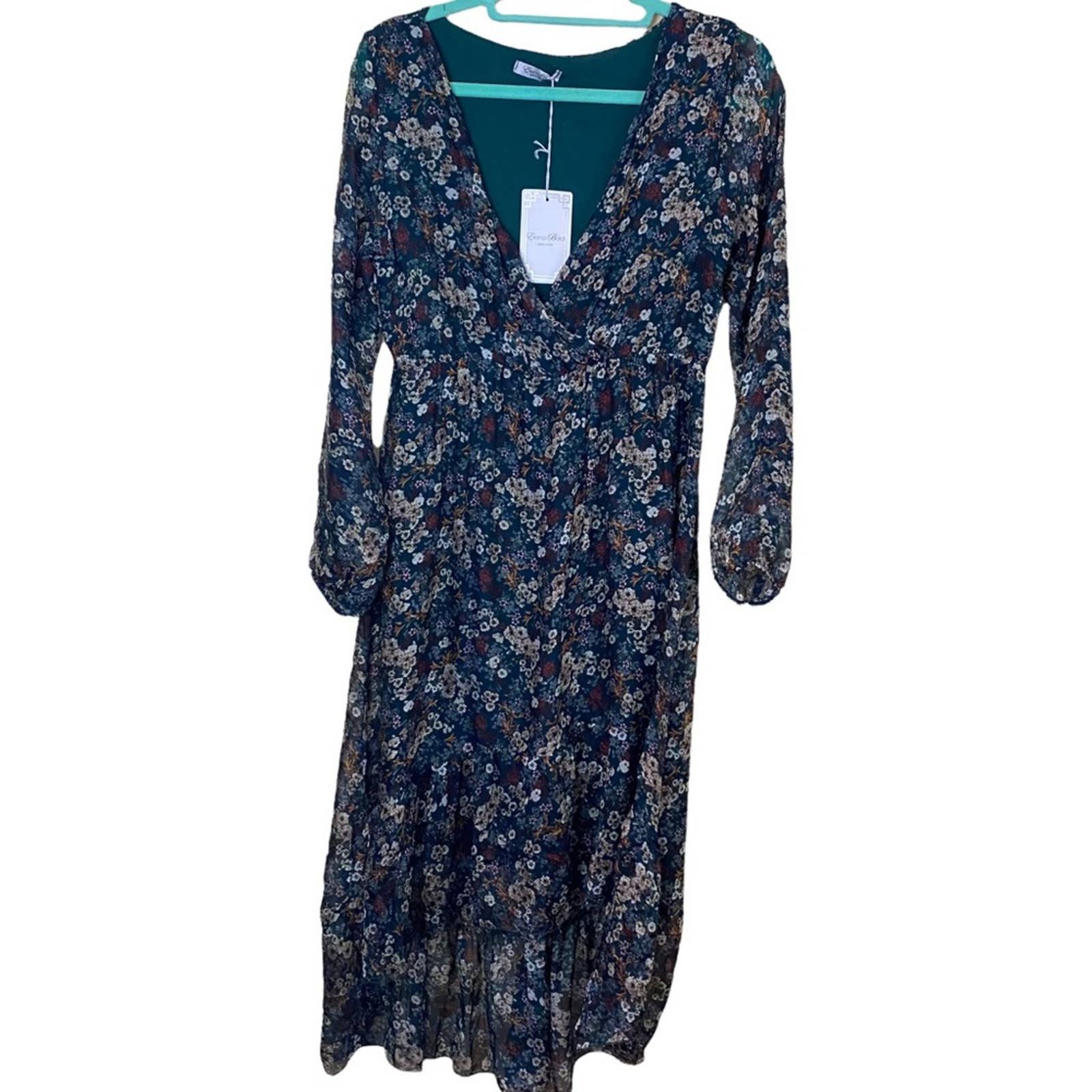 Elena Baldi Silk Floral Hi-Lo Dress Size Small