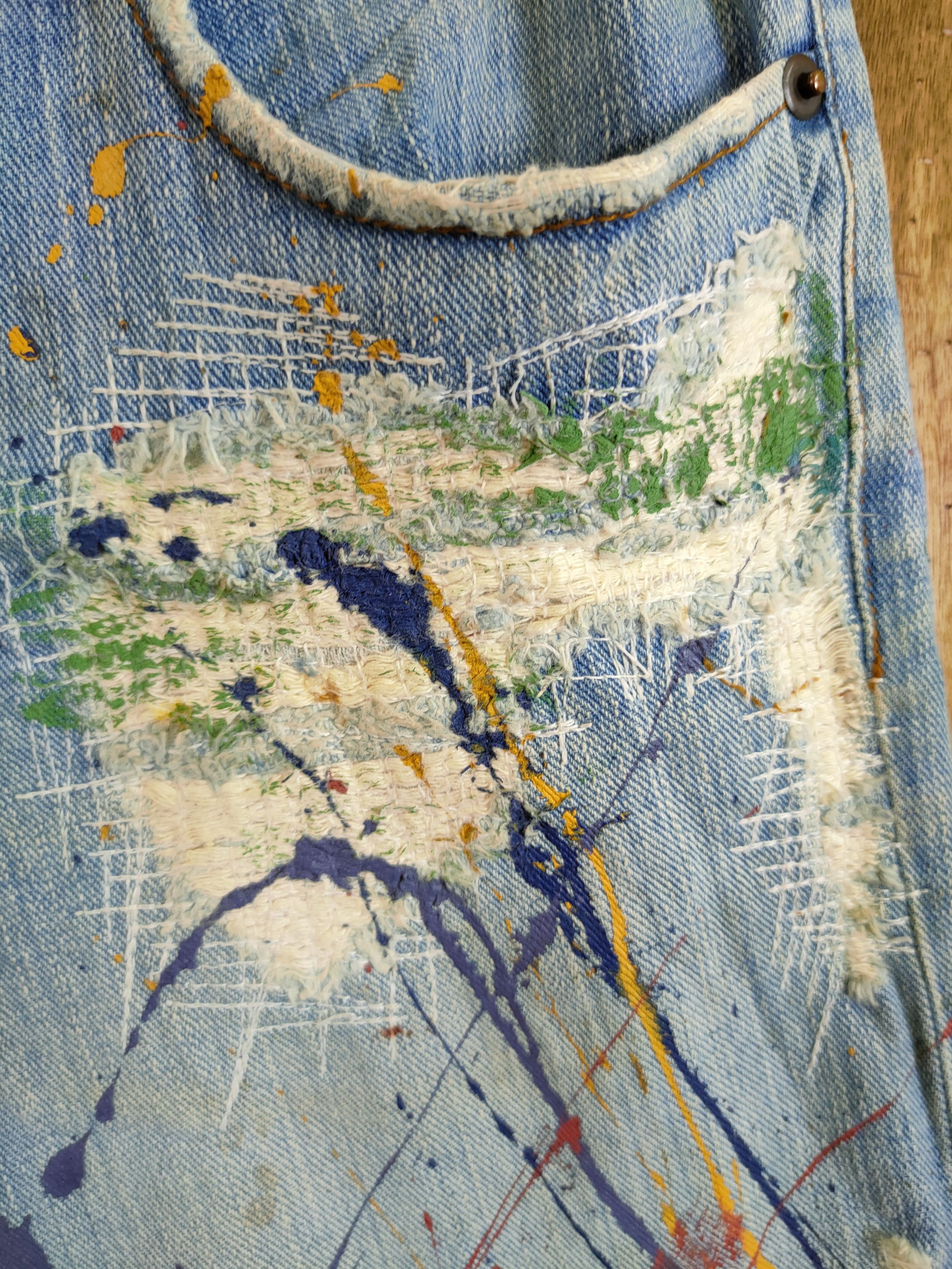 Japanese Brand Exhibitionist Japan distressed sashiko denim #46-754DLL Size US 30 / EU 46 - 6 Thumbnail