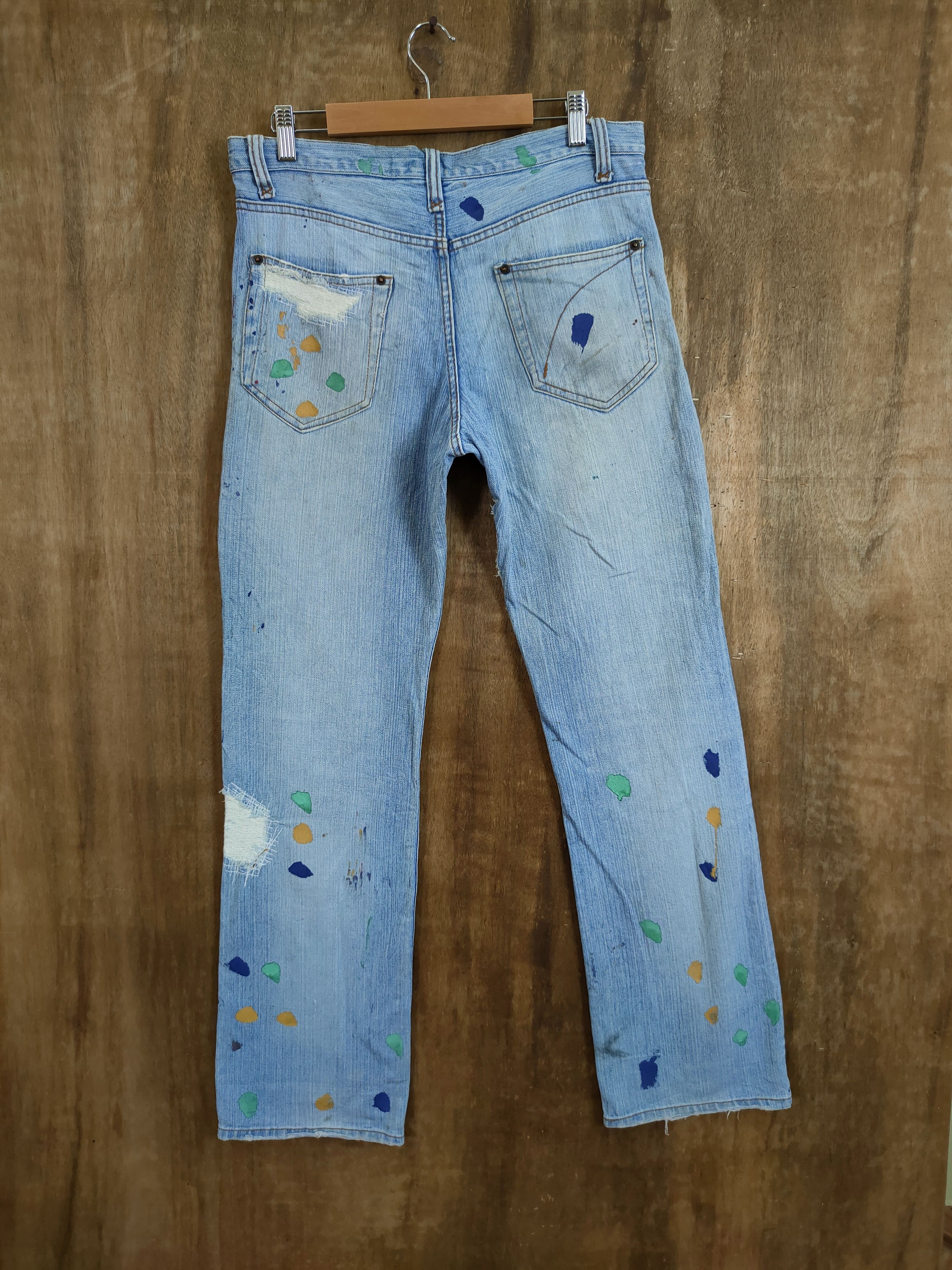 Japanese Brand Exhibitionist Japan distressed sashiko denim #46-754DLL Size US 30 / EU 46 - 8 Thumbnail