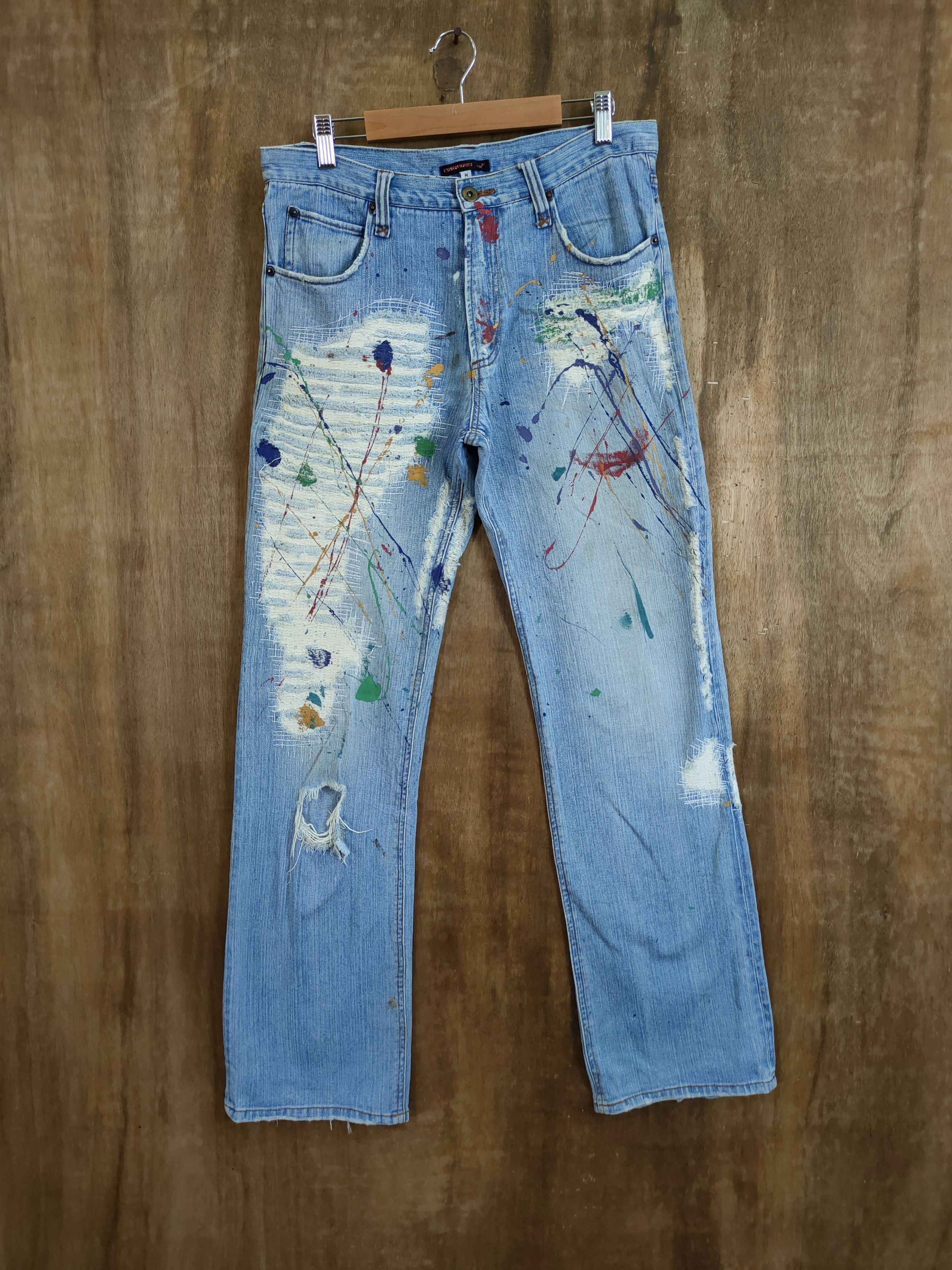 Japanese Brand Exhibitionist Japan distressed sashiko denim #46-754DLL Size US 30 / EU 46 - 1 Thumbnail