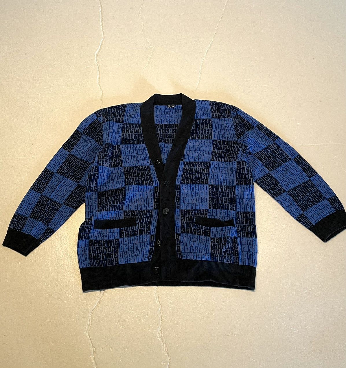 Opening Ceremony Blue Multi Logo Jacquard Cardigan