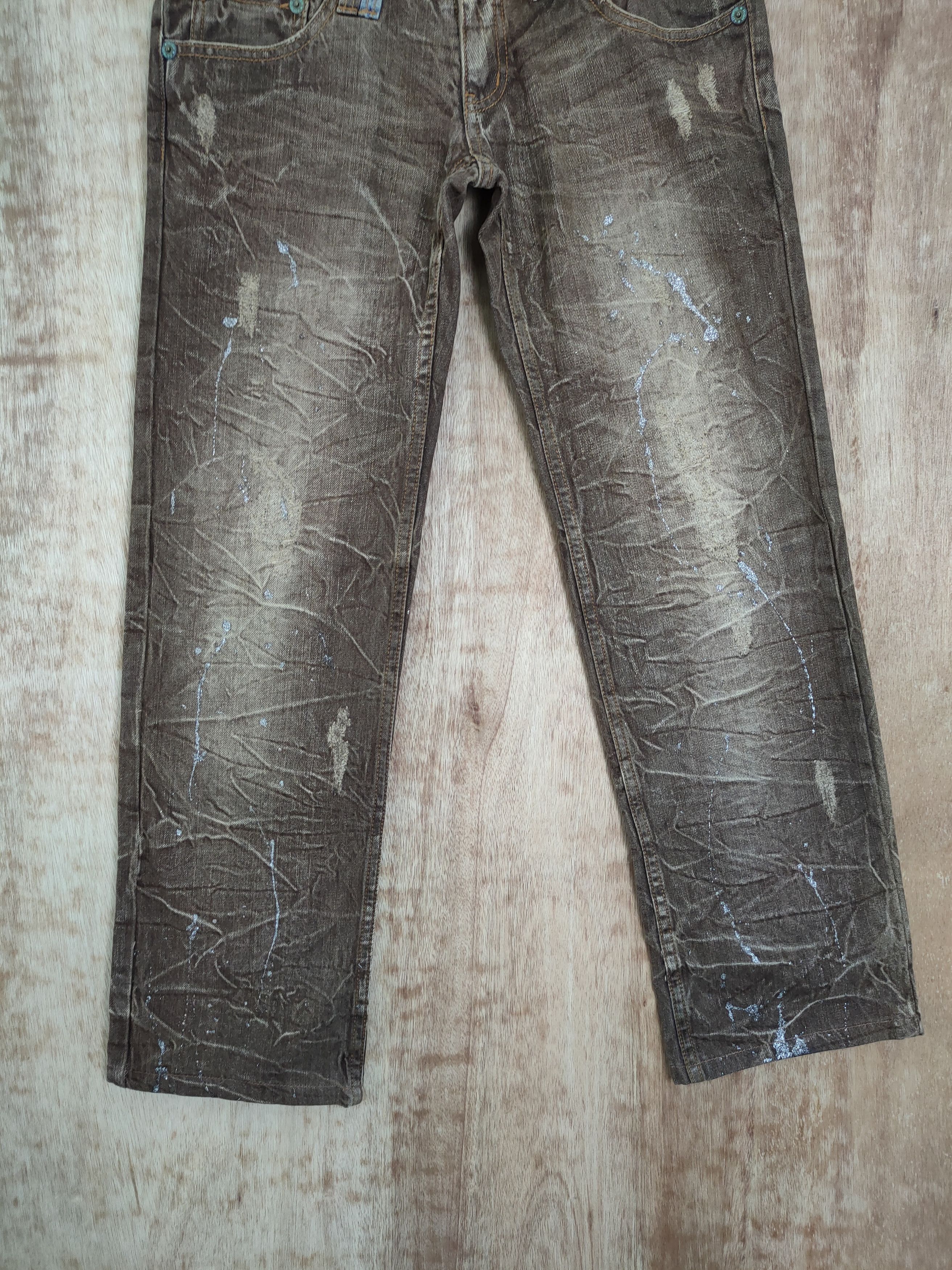 Japanese Brand DL Antfui double waist brown paint denim jeans pants #763 Size US 30 / EU 46 - 2 Thumbnail