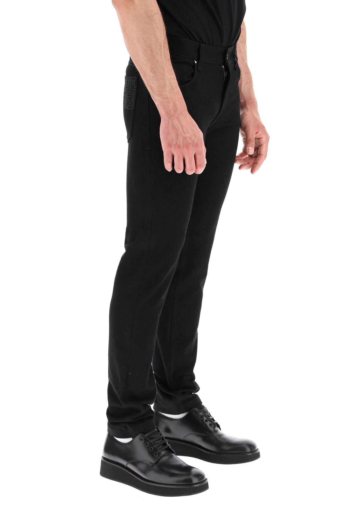Fendi FENDI black 5 pocket Jour FF logo slim fit jeans - Size 31 Size US 31 - 3 Thumbnail
