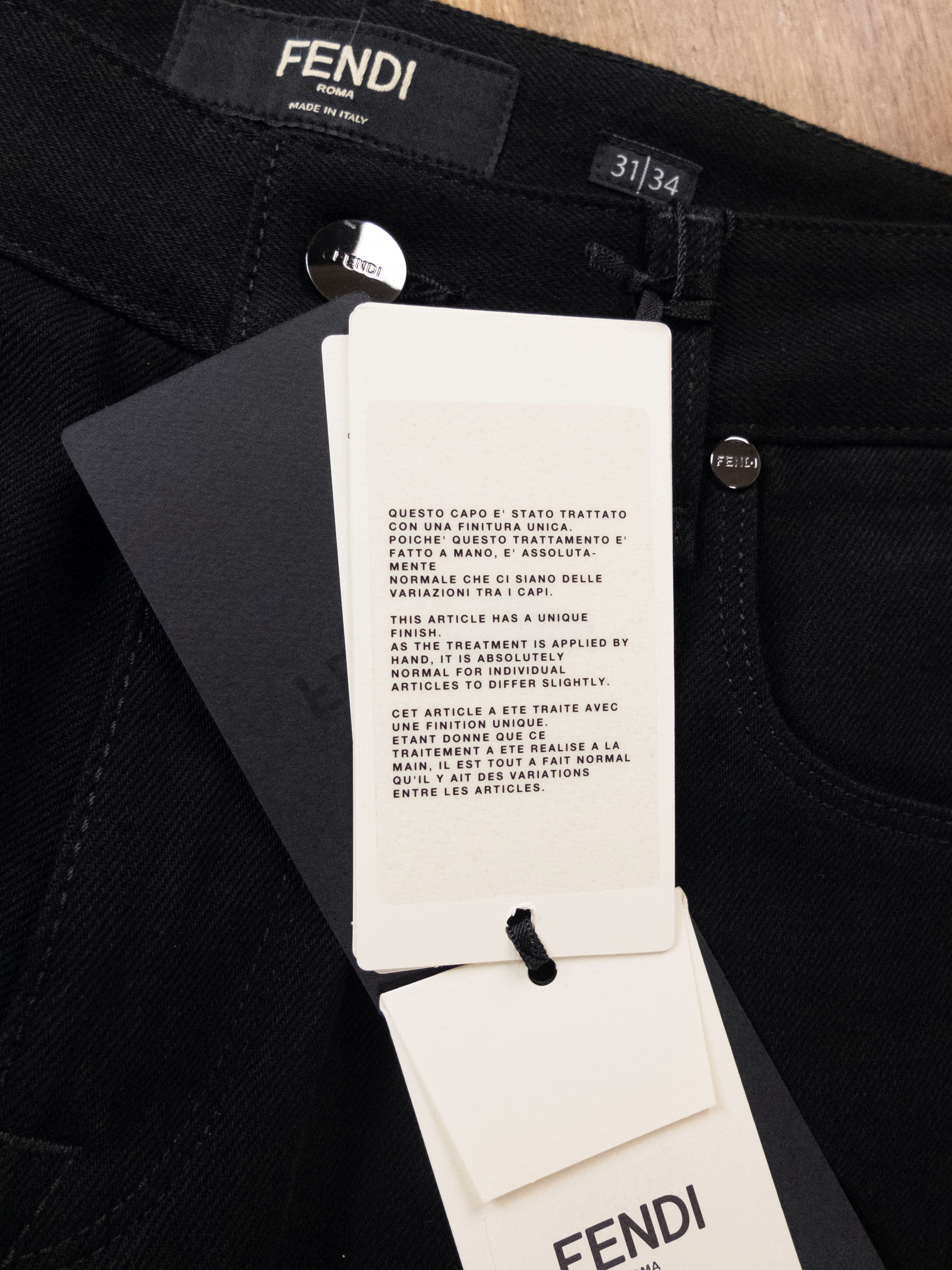 Fendi FENDI black 5 pocket Jour FF logo slim fit jeans - Size 31 Size US 31 - 11 Thumbnail
