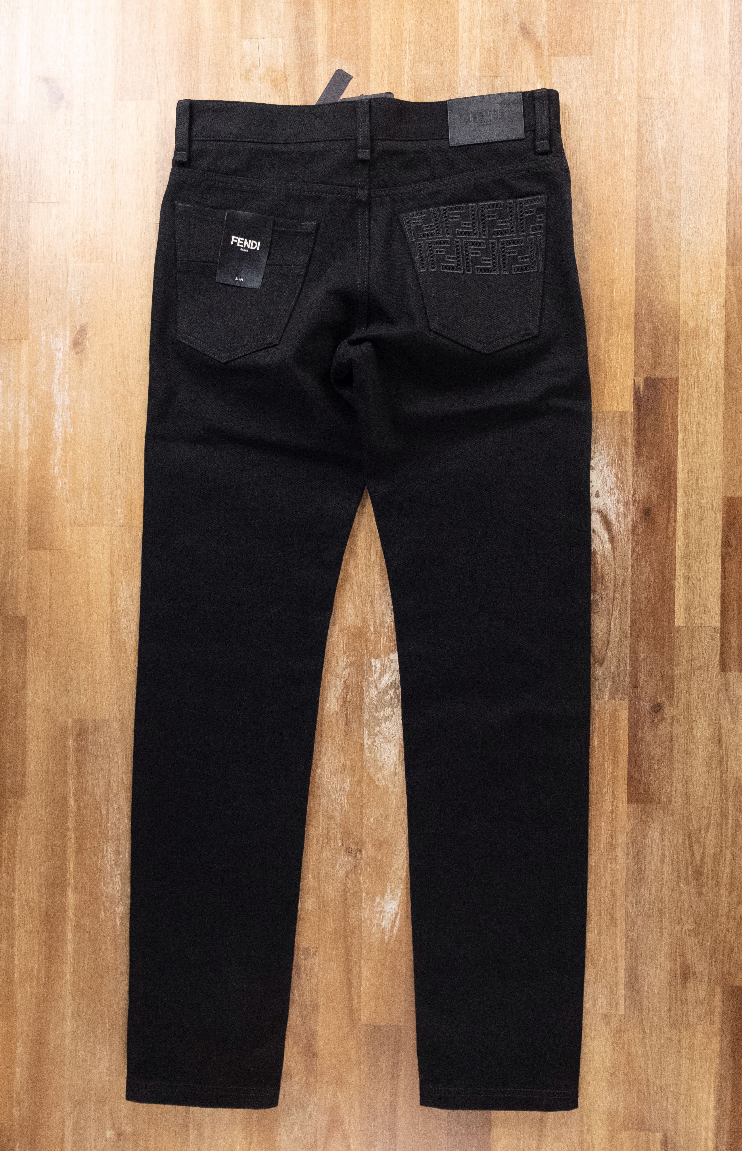 Fendi FENDI black 5 pocket Jour FF logo slim fit jeans - Size 31 Size US 31 - 17 Thumbnail