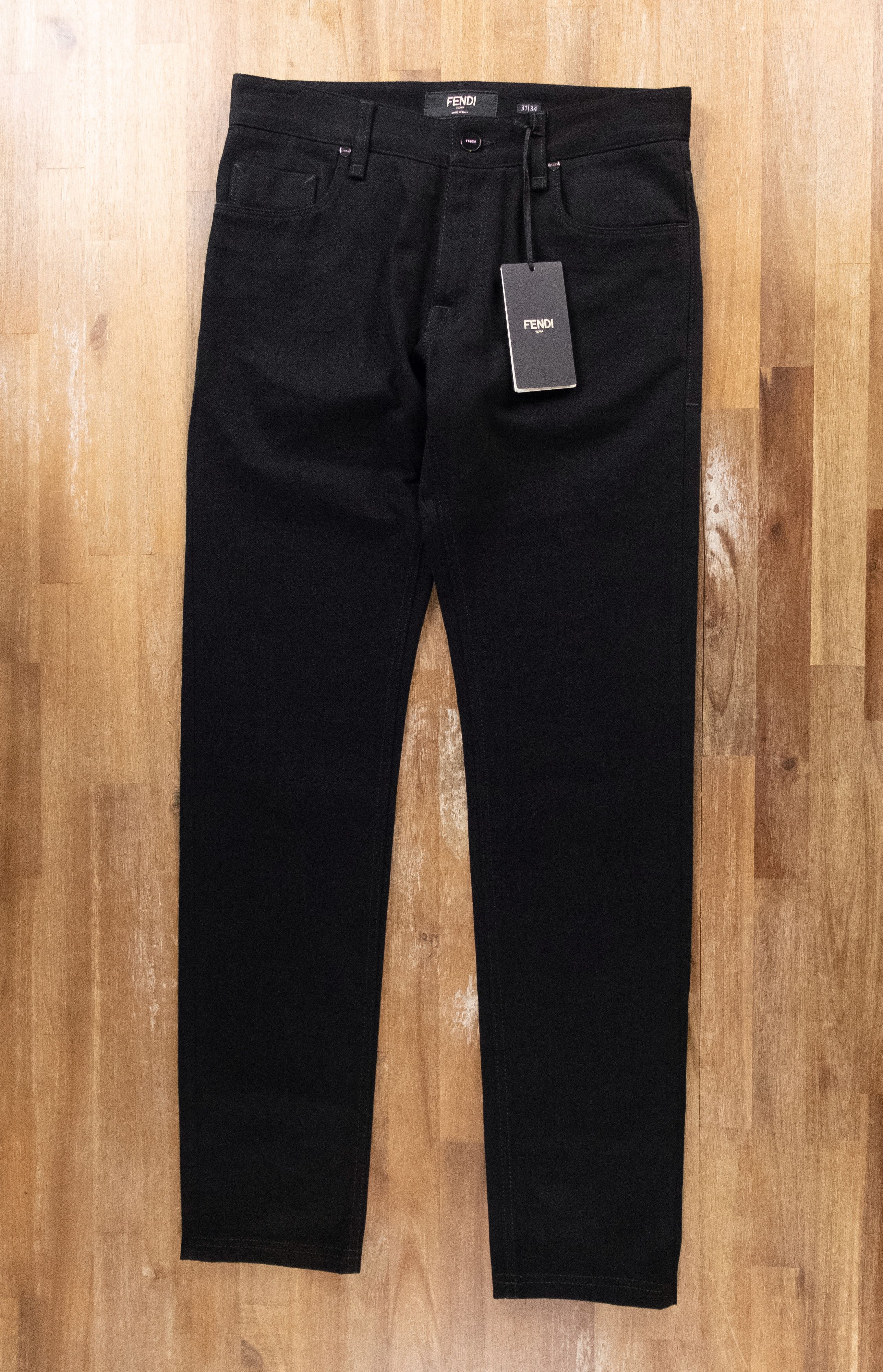 Fendi FENDI black 5 pocket Jour FF logo slim fit jeans - Size 31 Size US 31 - 1 Thumbnail