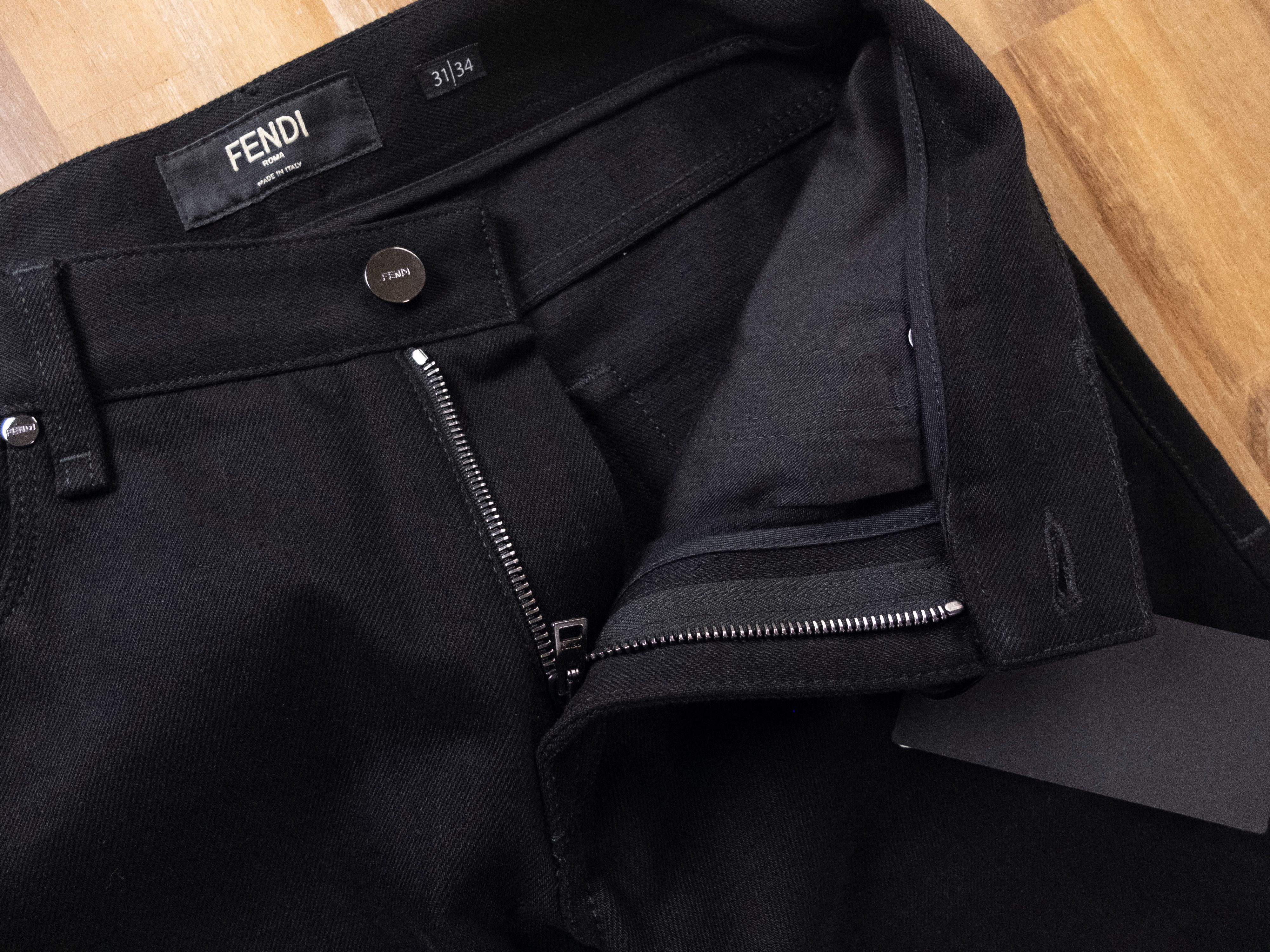 Fendi FENDI black 5 pocket Jour FF logo slim fit jeans - Size 31 Size US 31 - 12 Thumbnail